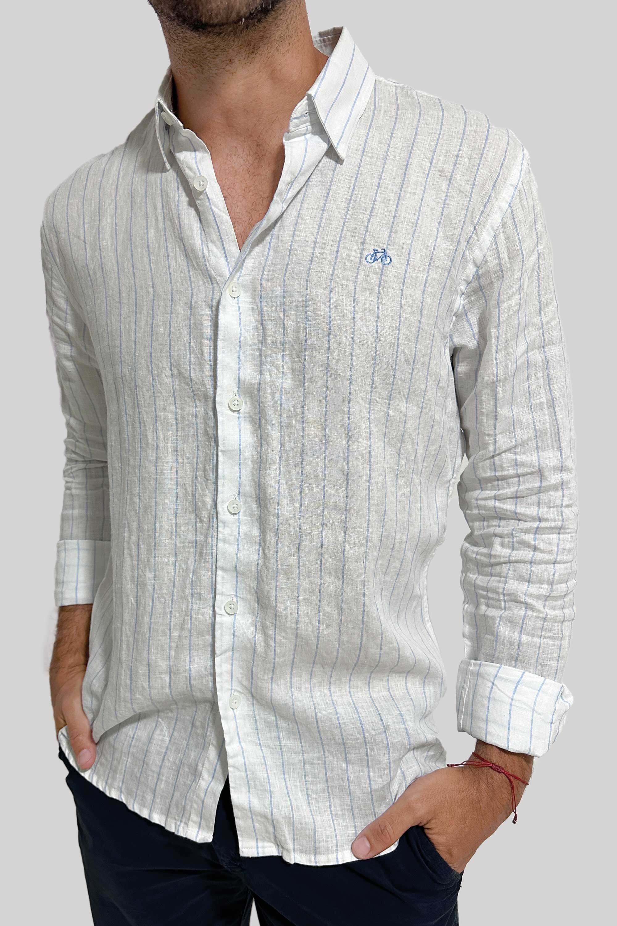 CAMISA LINO BLUE STRIPES