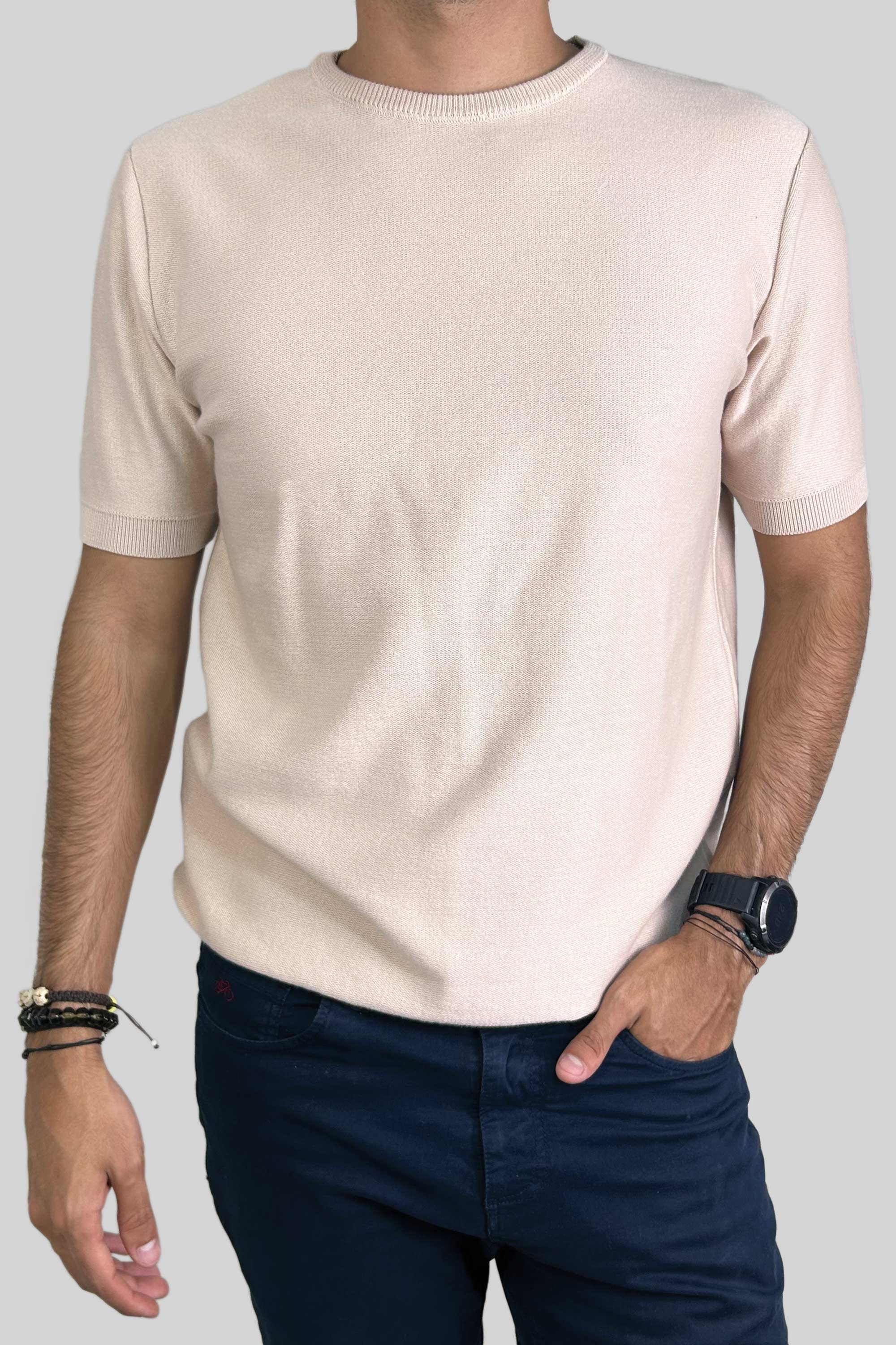 CREW NECK TEJIDA BEIGE