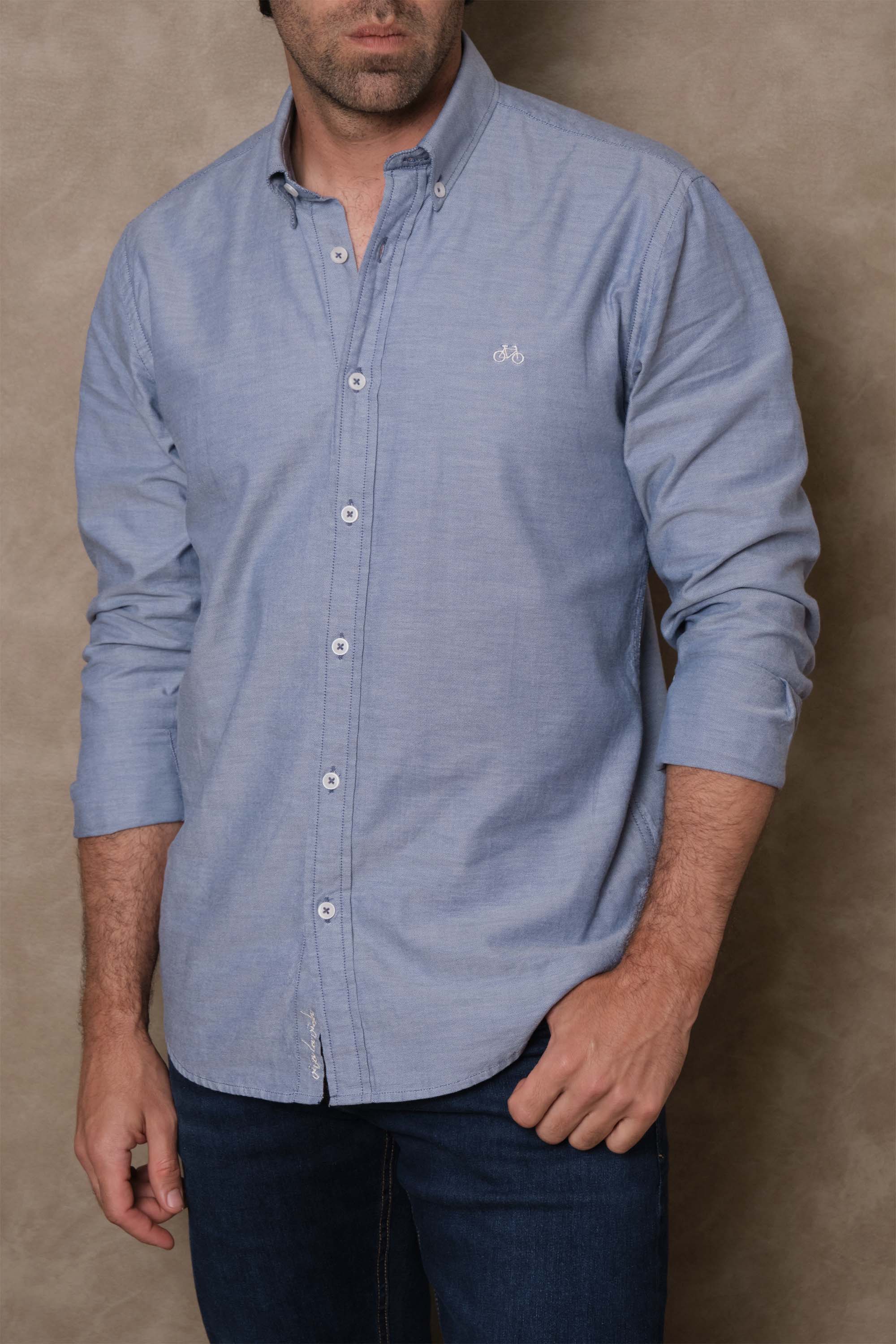 CAMISA OXFORD DOTTED BLUE