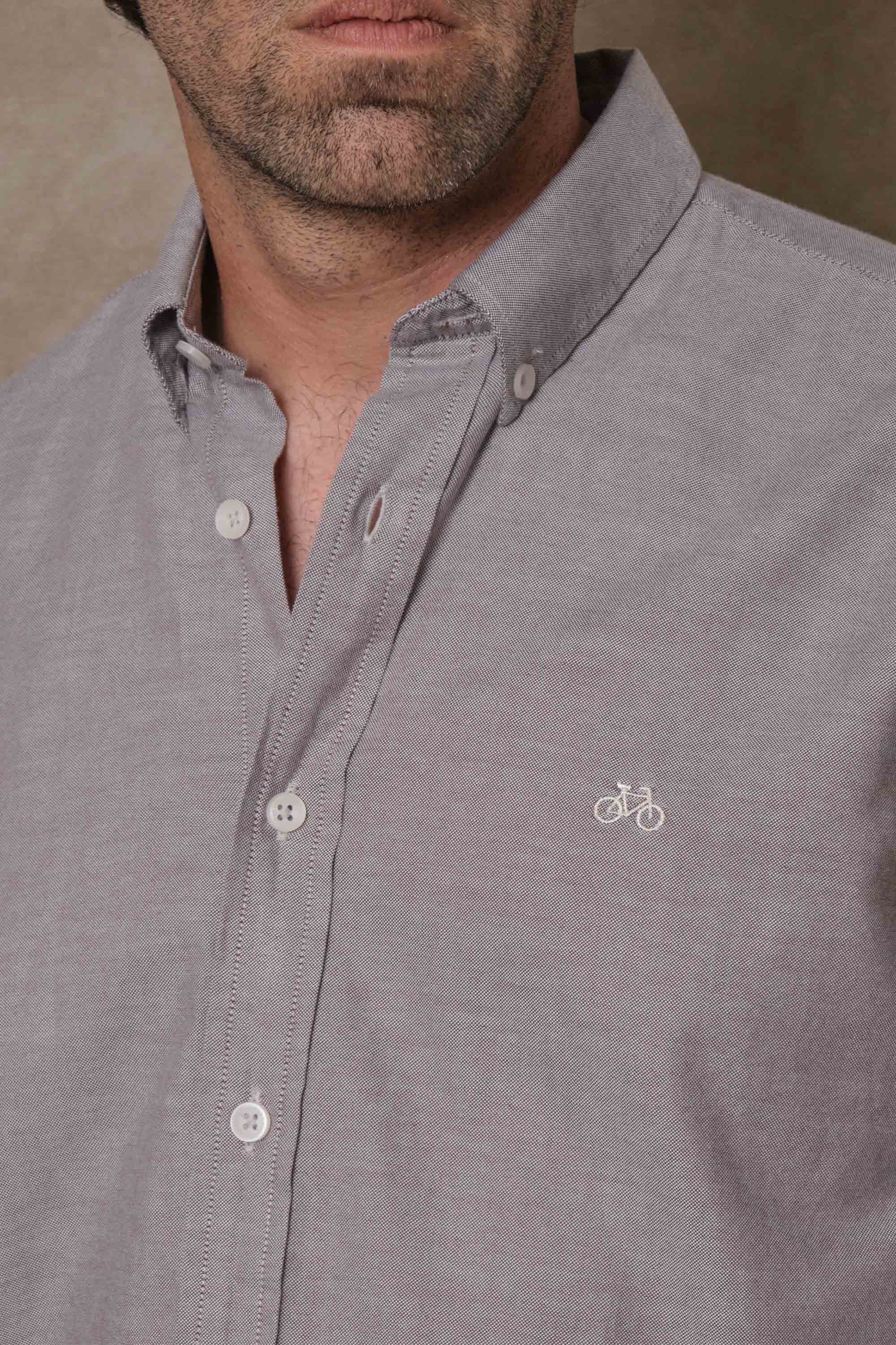 CAMISA OXFORD DOTTED BROWN
