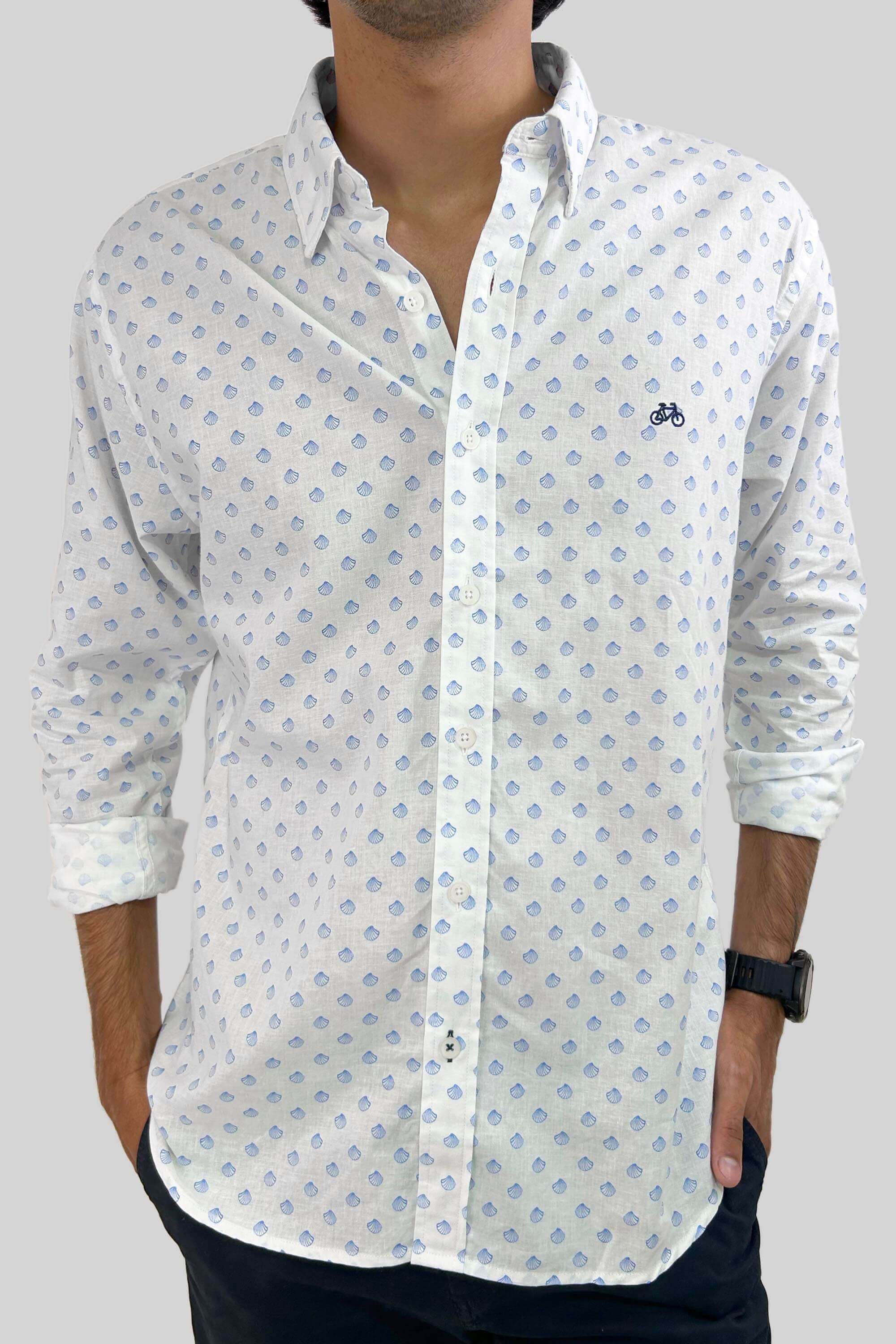 CAMISA LINO BLUE SHELLS