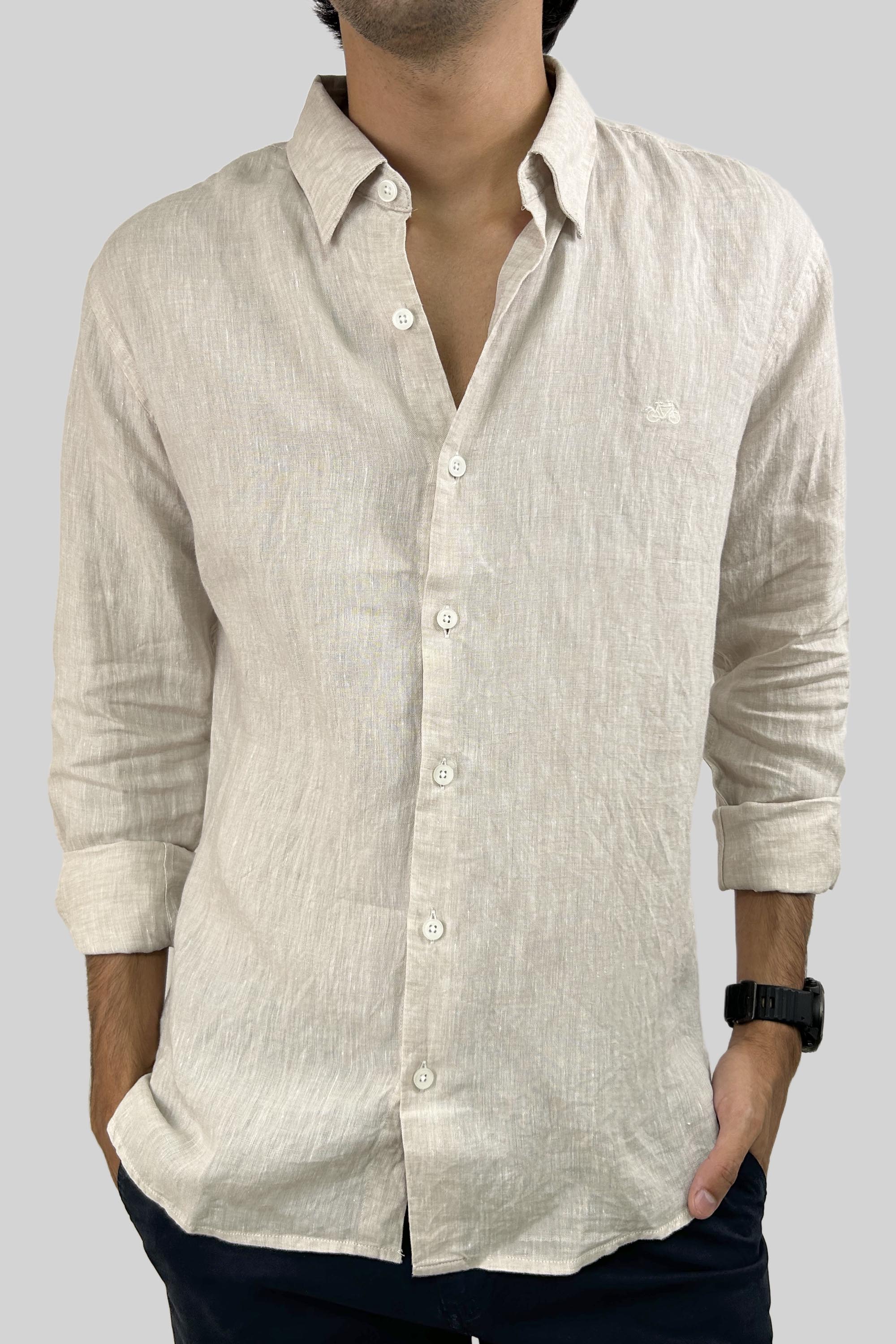 CAMISA LINO BEIGE