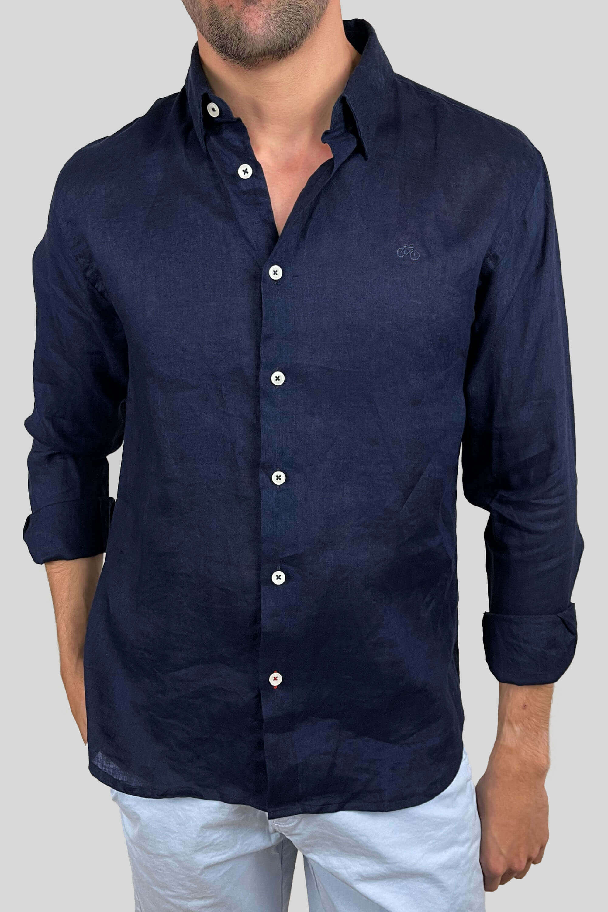 CAMISA LINO DARK BLUE