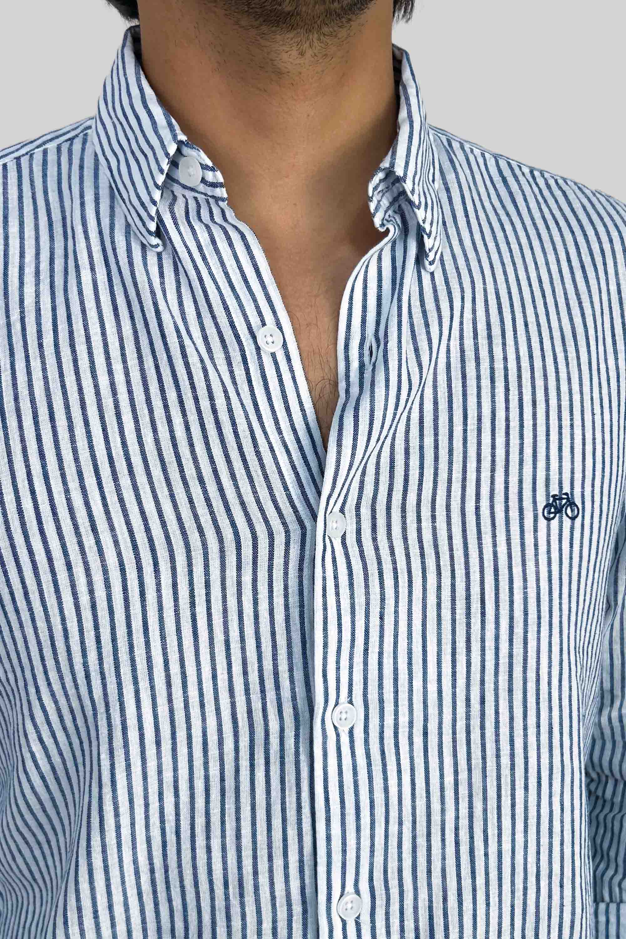 CAMISA LINO INDIGO LINES