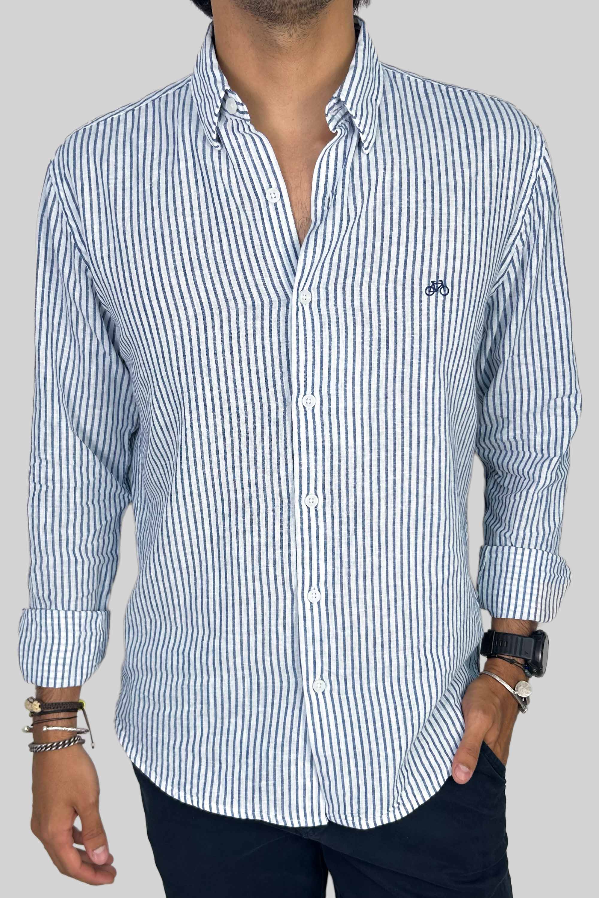 CAMISA LINO INDIGO LINES