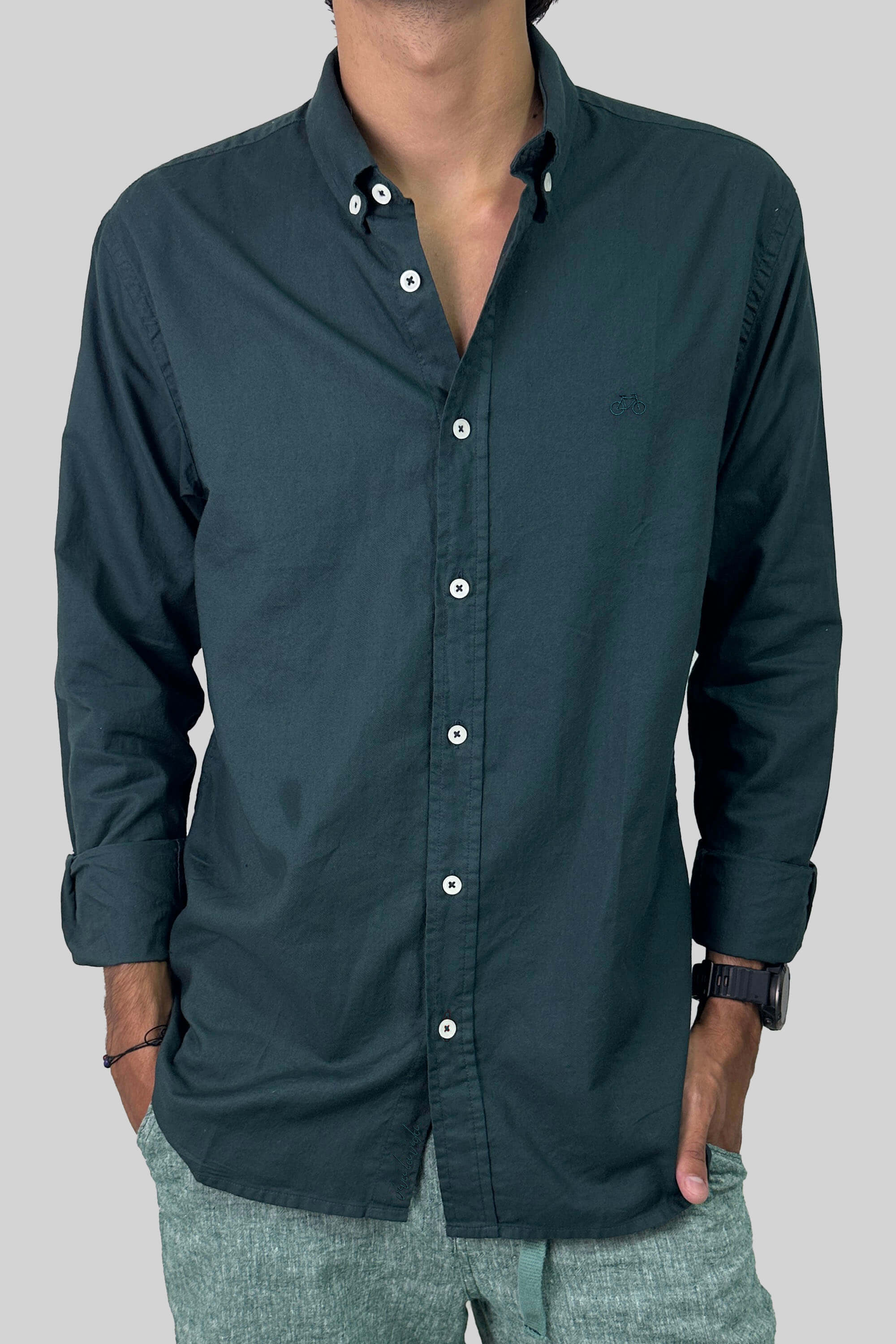 CAMISA OXFORD VERDE PETROLEO