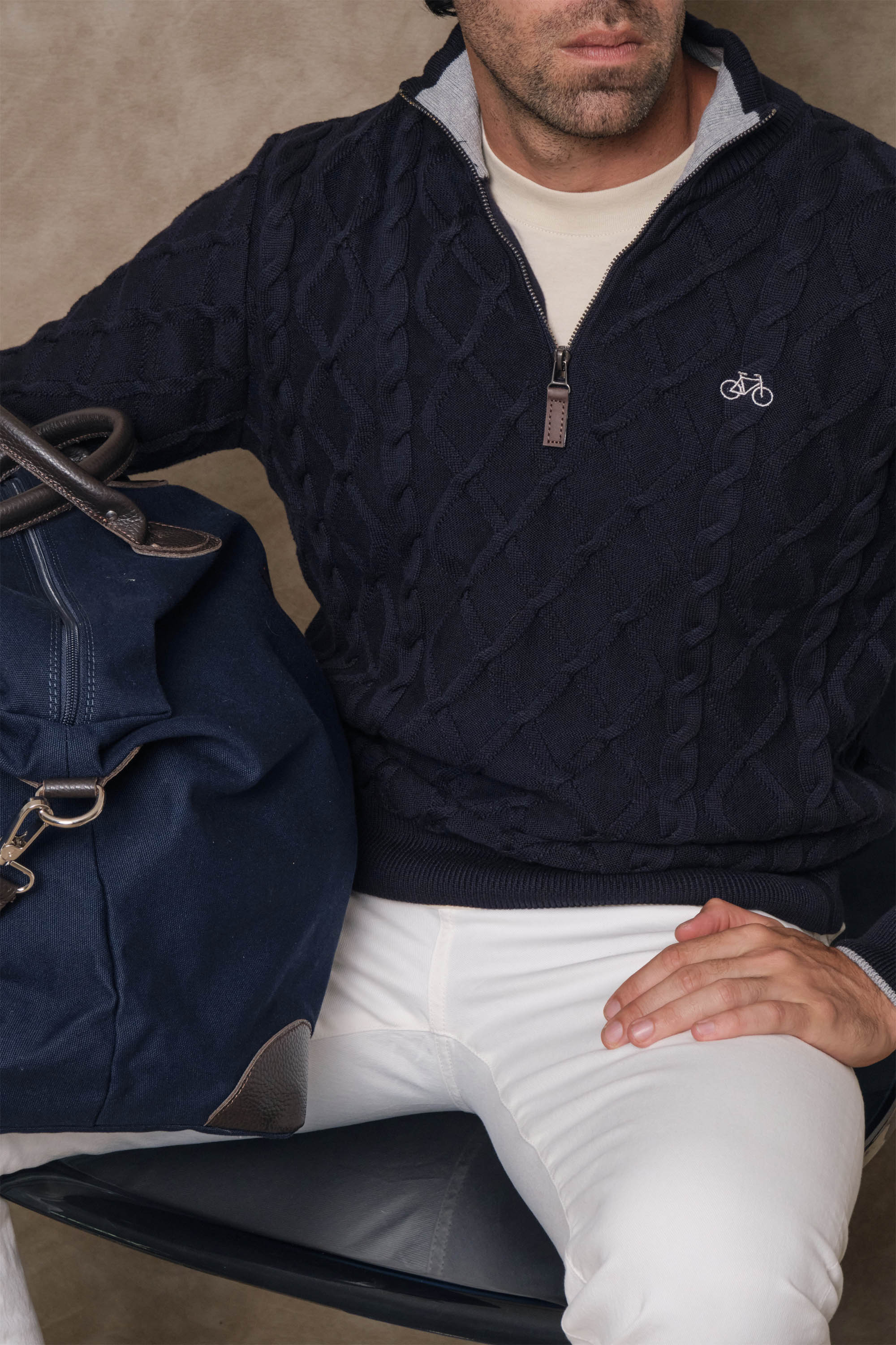 SACO HALF ZIP TRENZADO NAVY
