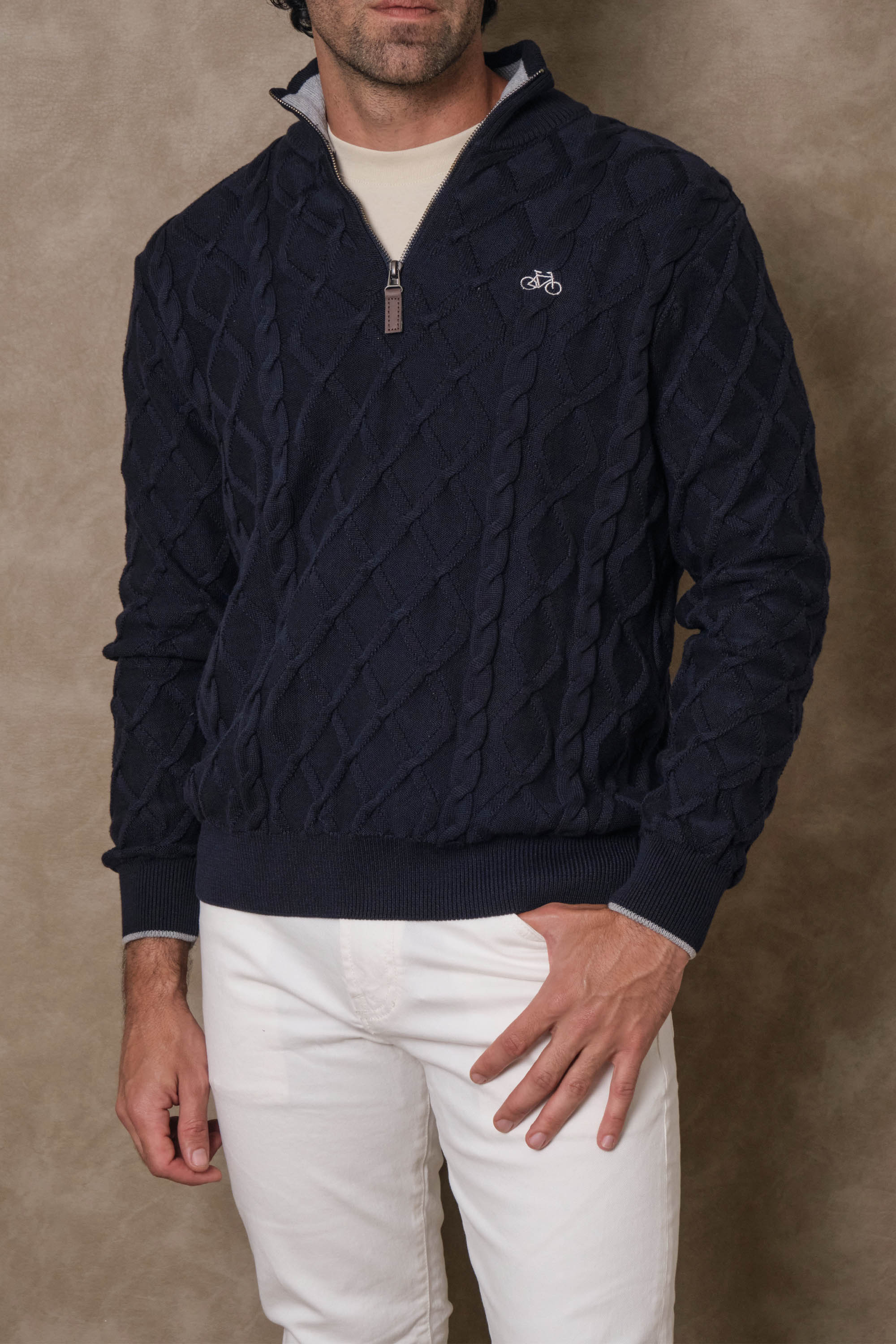 SACO HALF ZIP TRENZADO NAVY