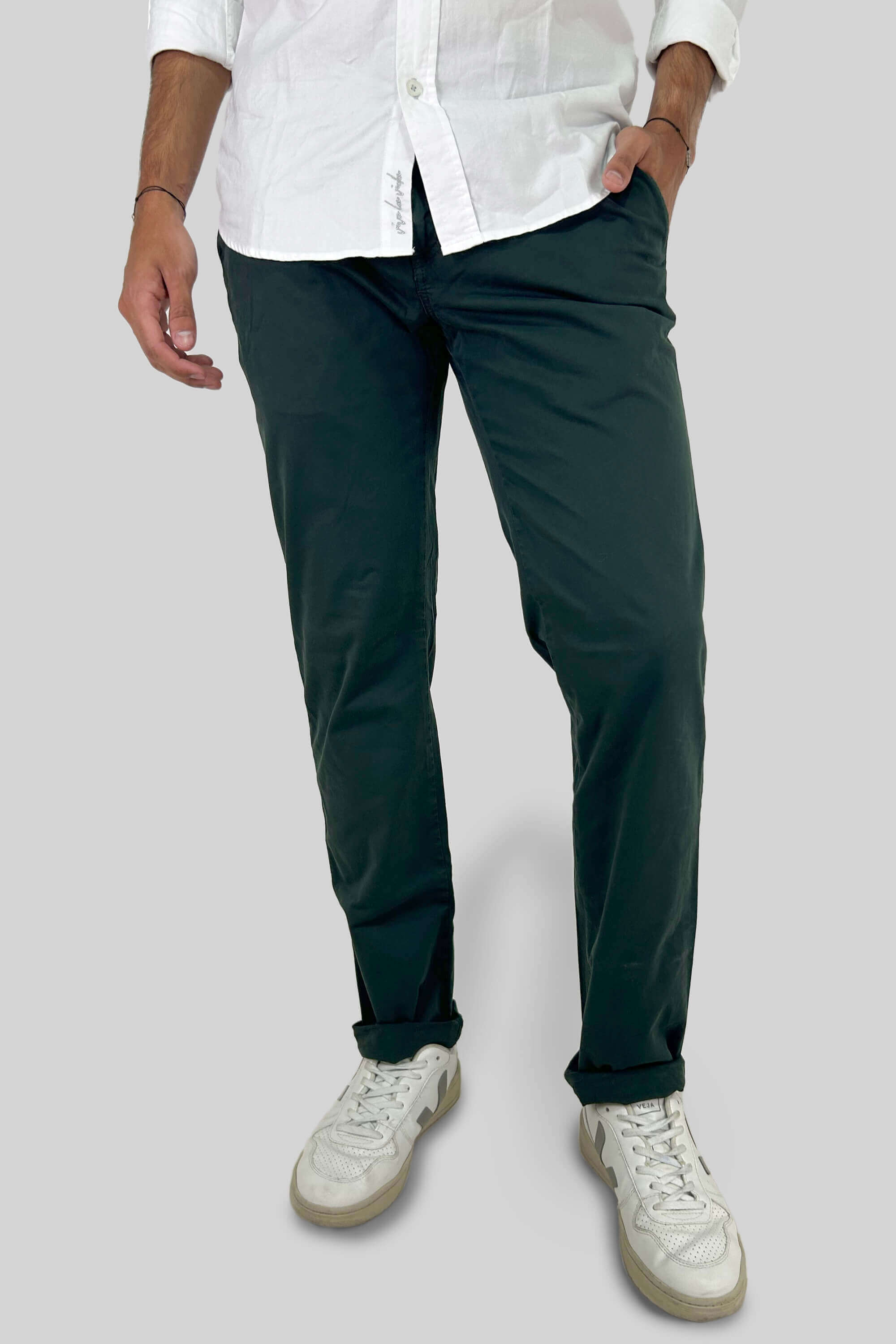 PANTALON CHINO VERDE PETROLEO