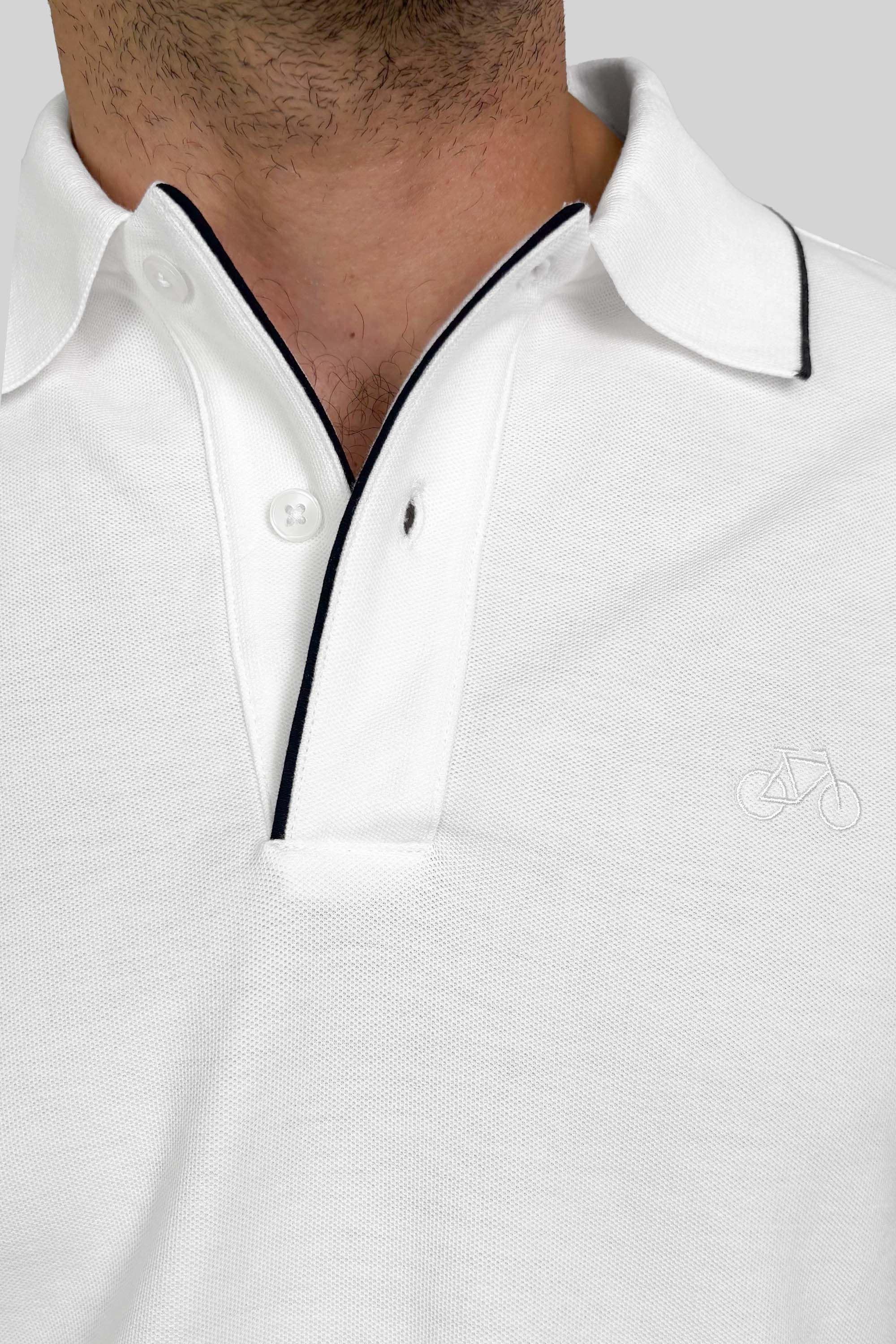 POLO RIB MANGA CORTA BLANCA