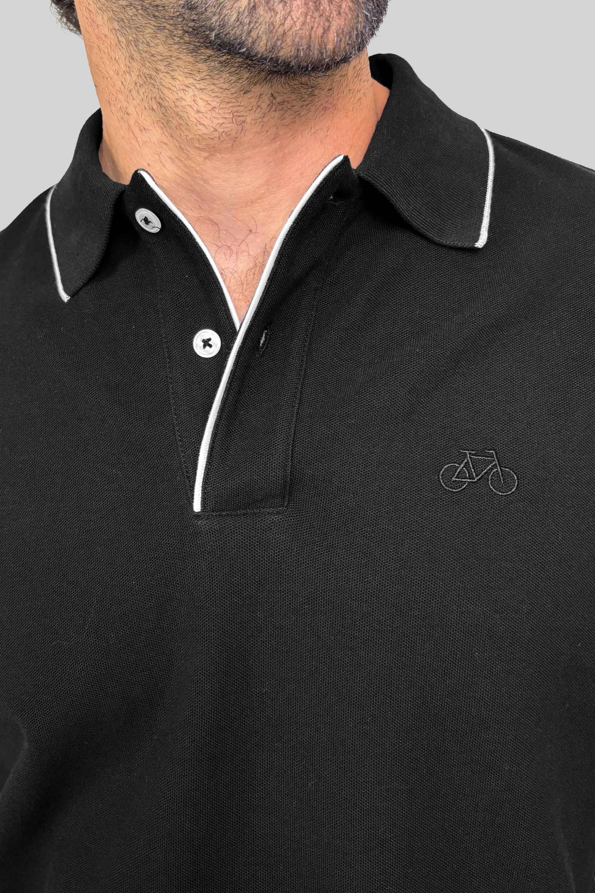 POLO RIB MANGA CORTA NEGRA