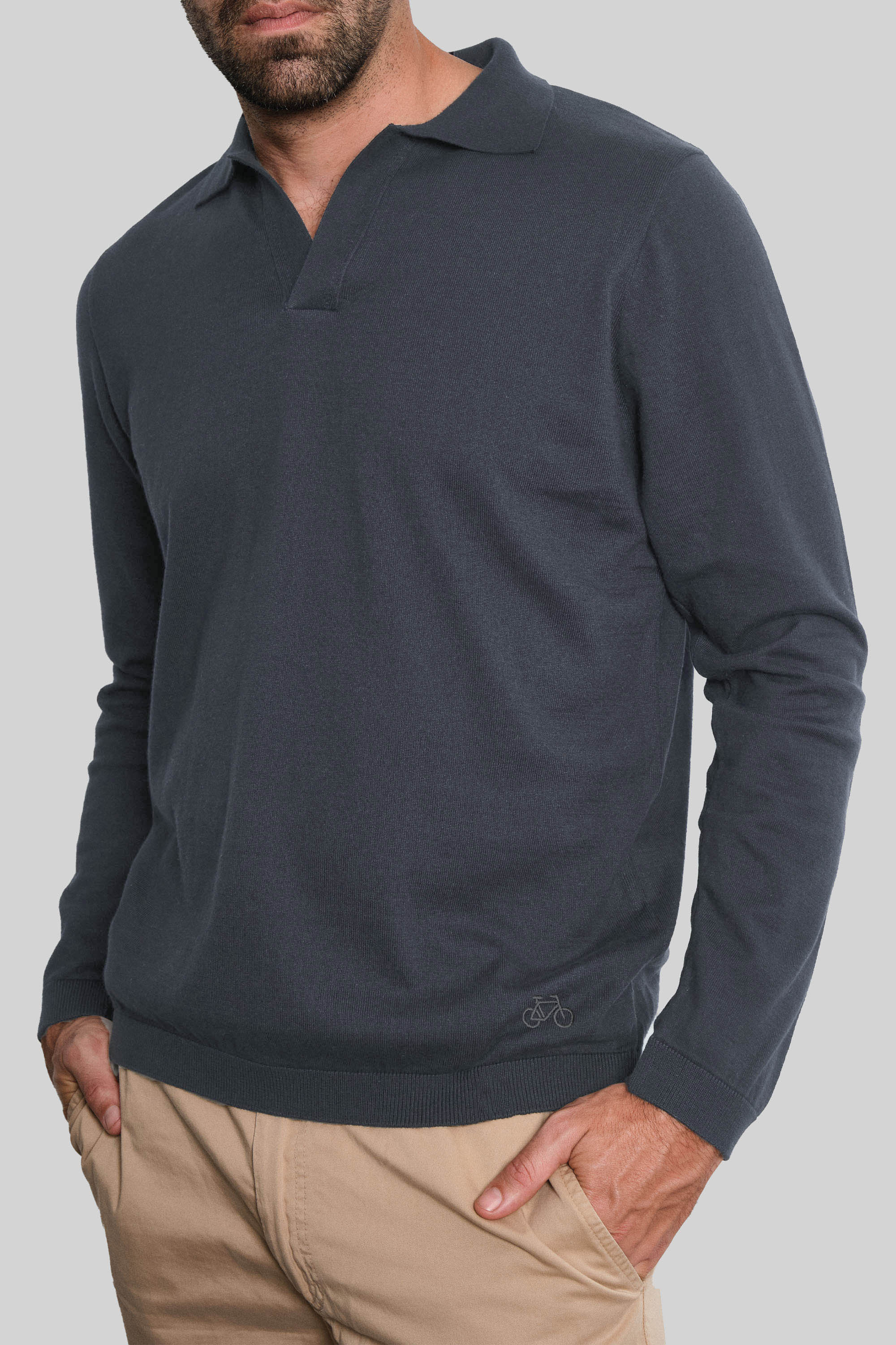 POLO TEJIDA MANGA LARGA GRIS