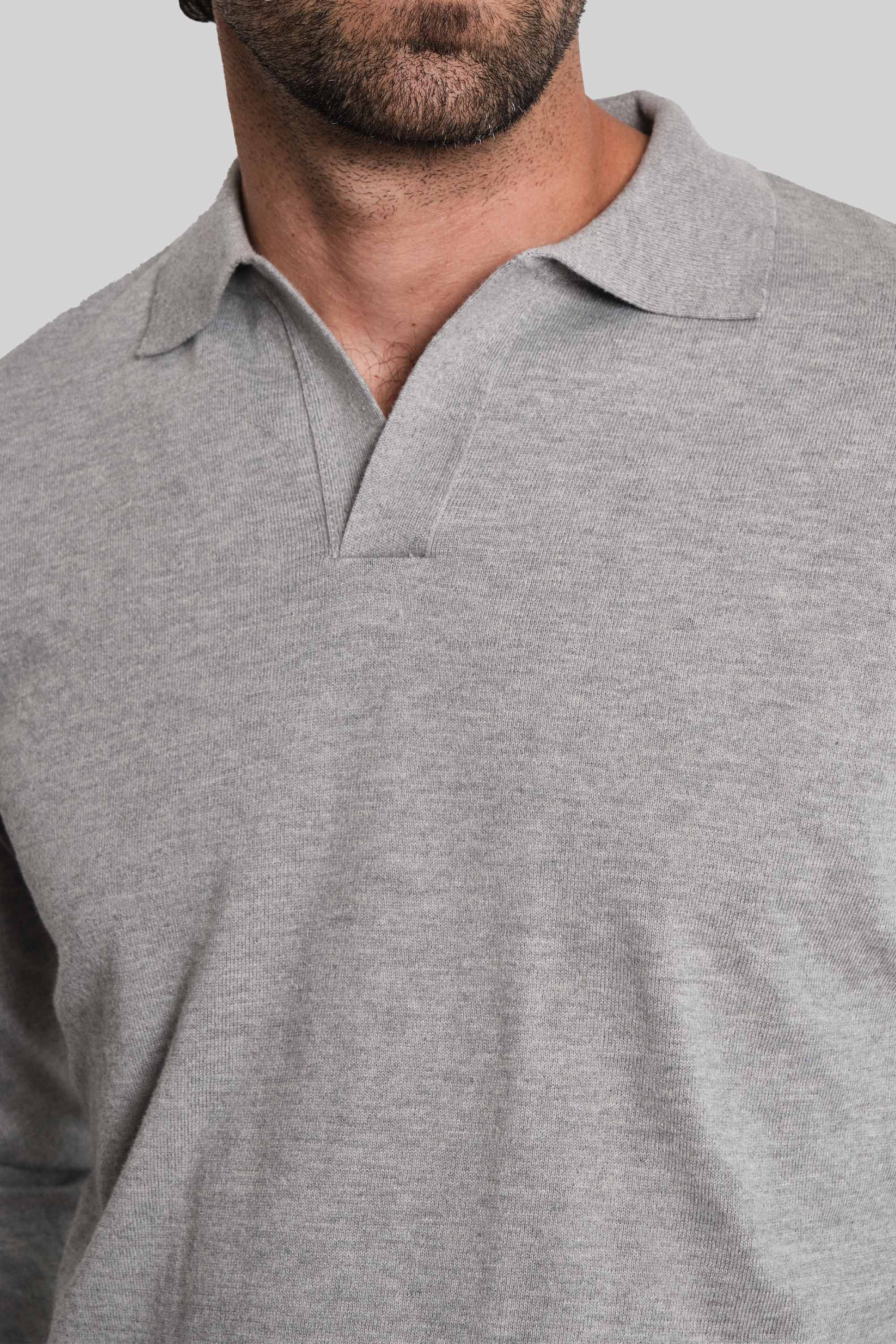 POLO TEJIDA MANGA LARGA GRIS