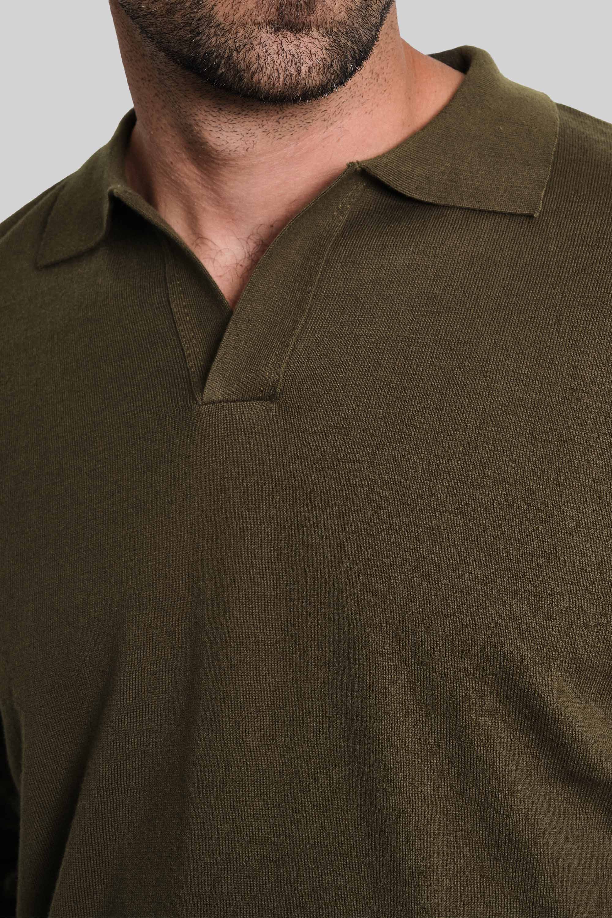 POLO TEJIDA MANGA LARGA MILITAR