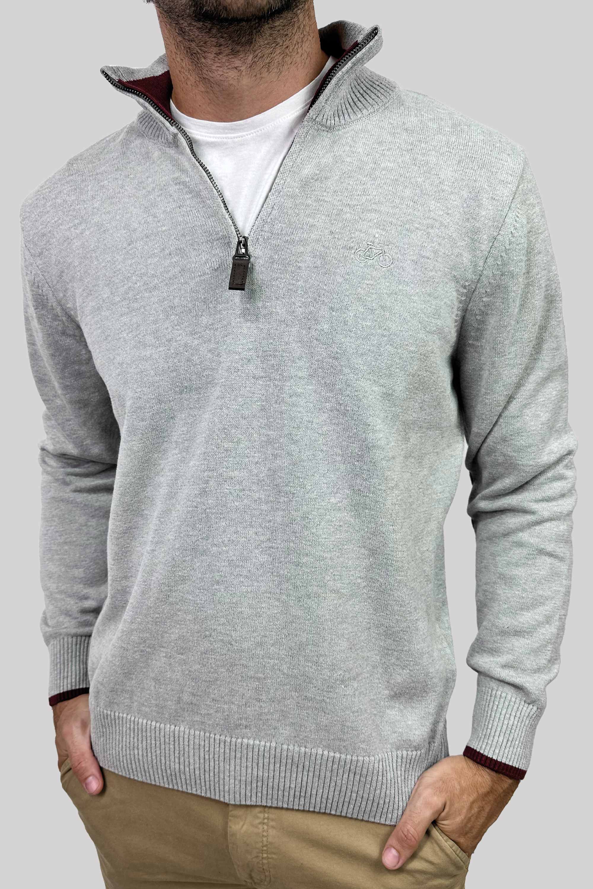 SACO HALF ZIP GRIS CLARO