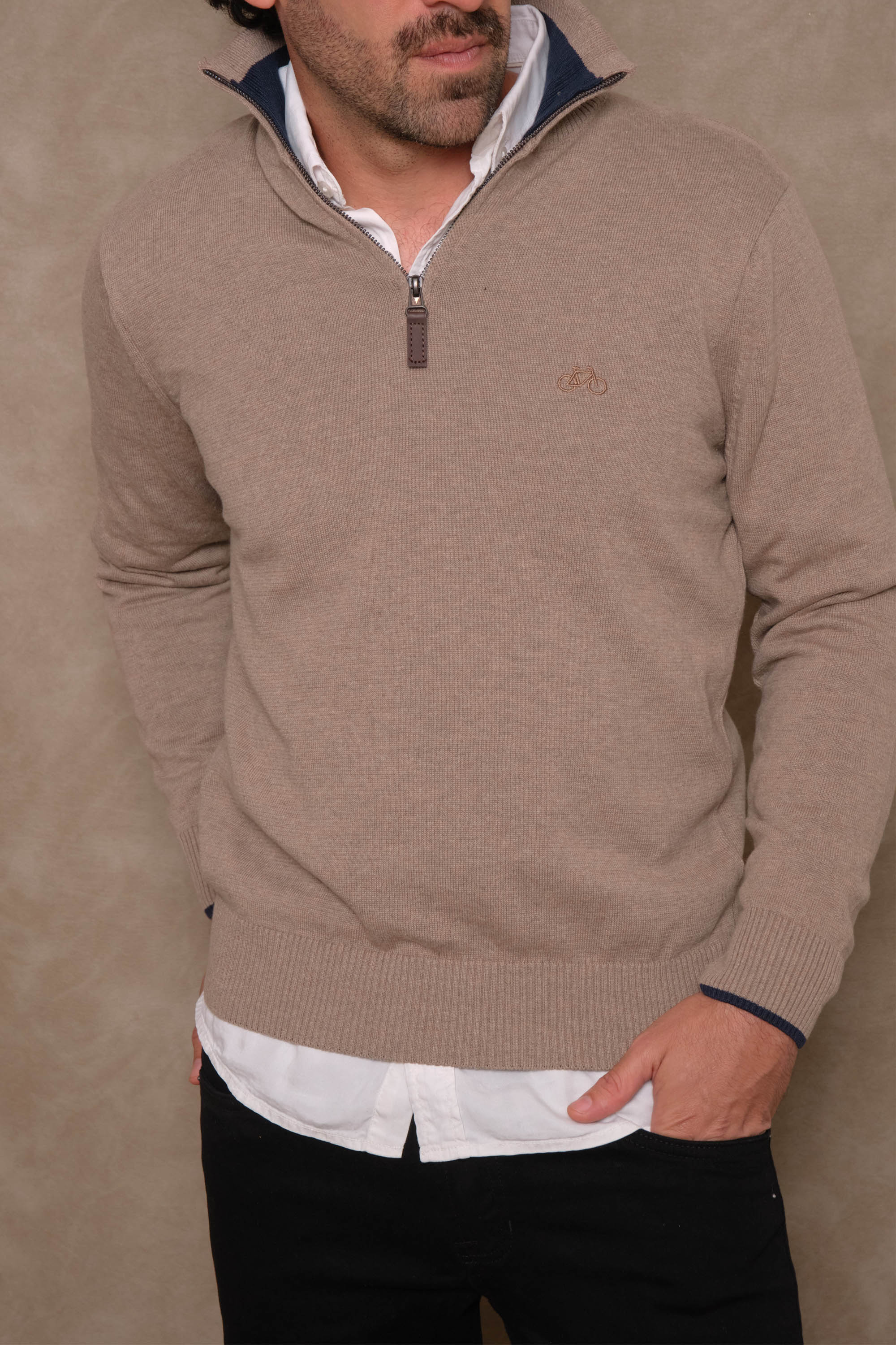 SACO HALF ZIP BEIGE