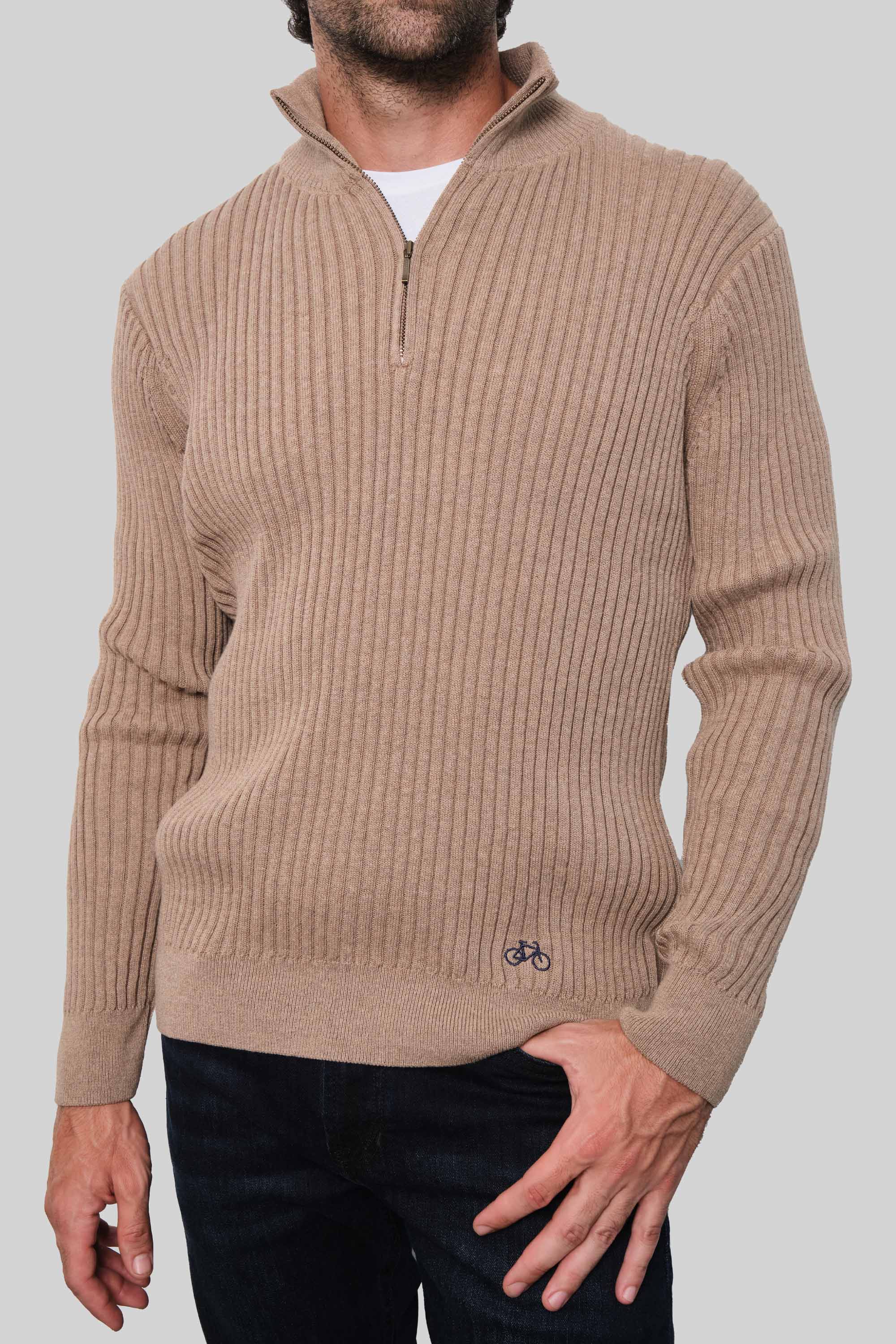 SACO LINED HALF ZIP BEIGE
