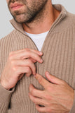 SACO LINED HALF ZIP BEIGE