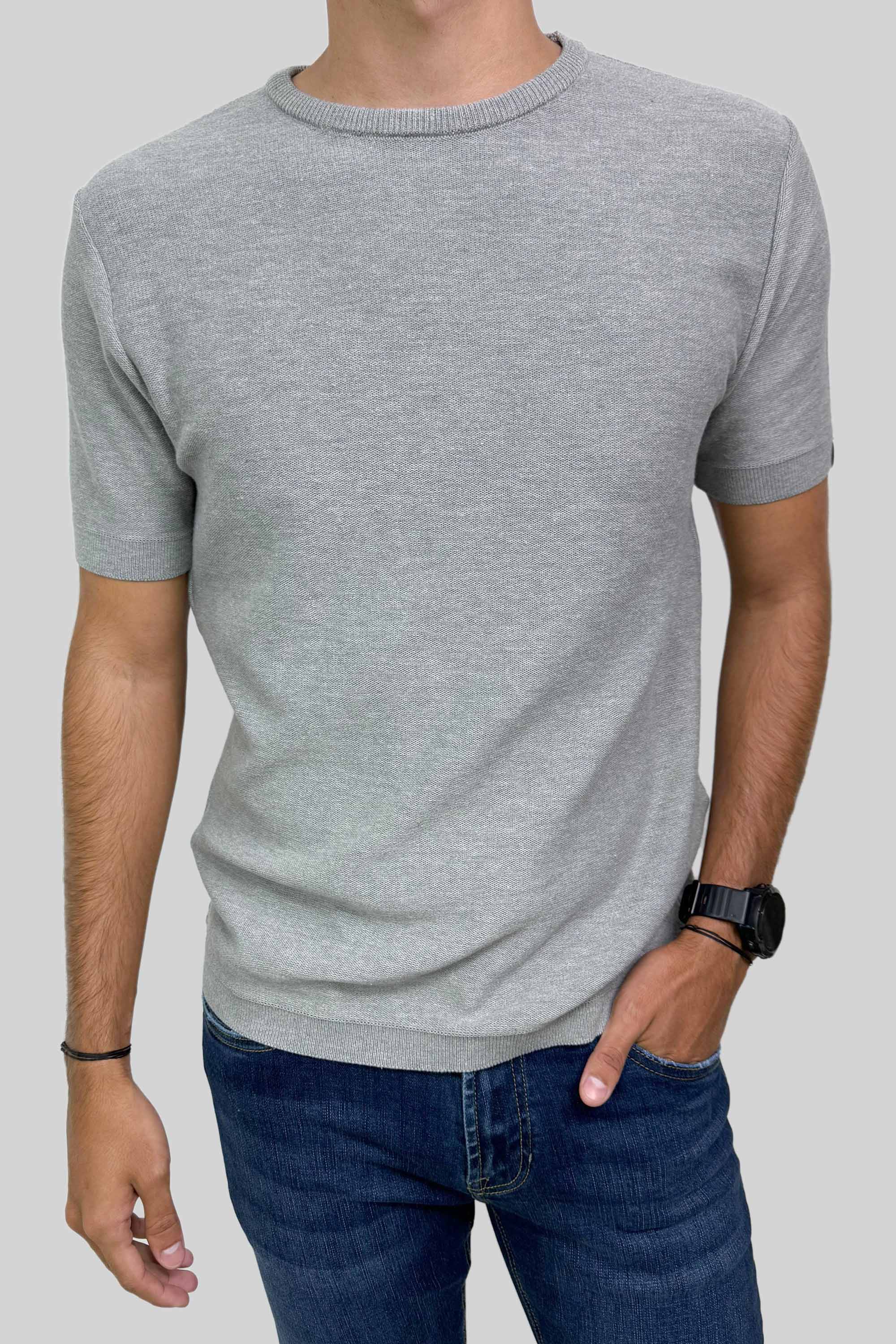 CREW NECK TEJIDA GRIS