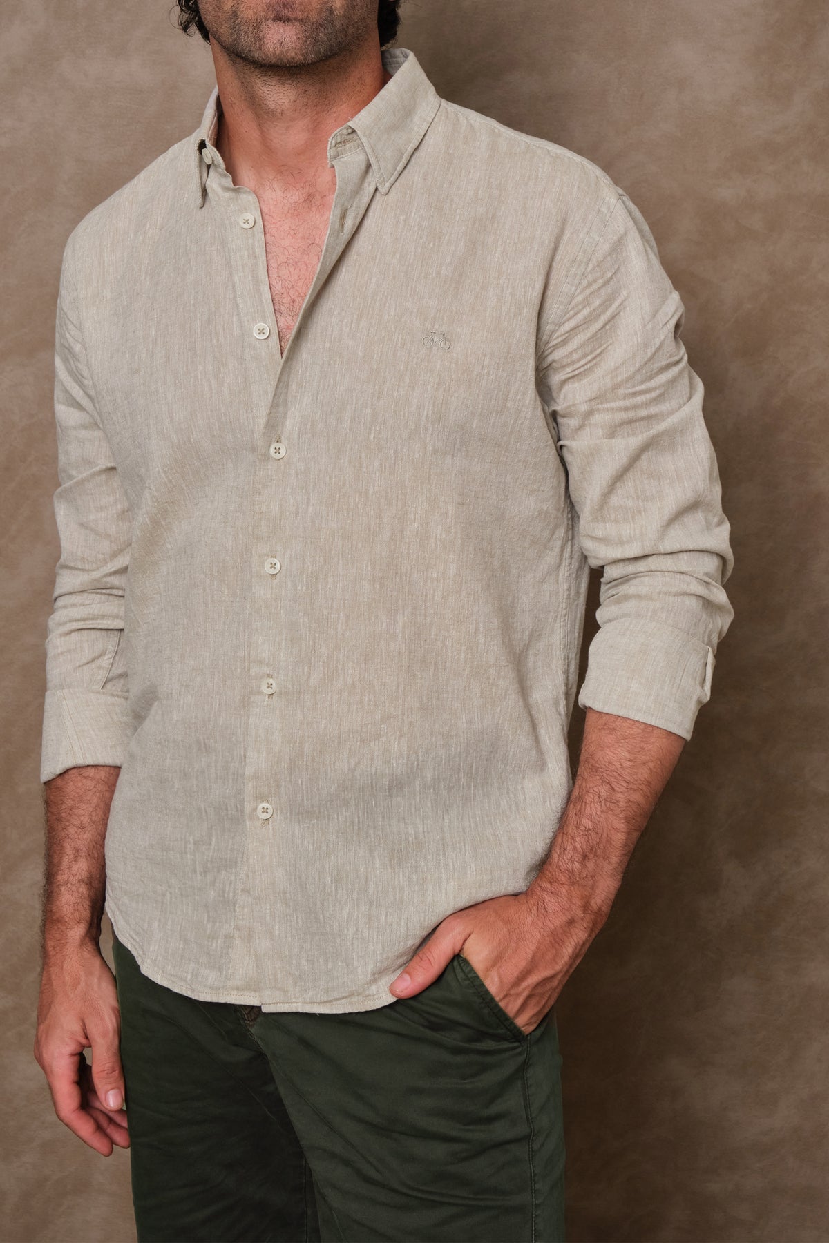 CAMISA LINO BEIGE