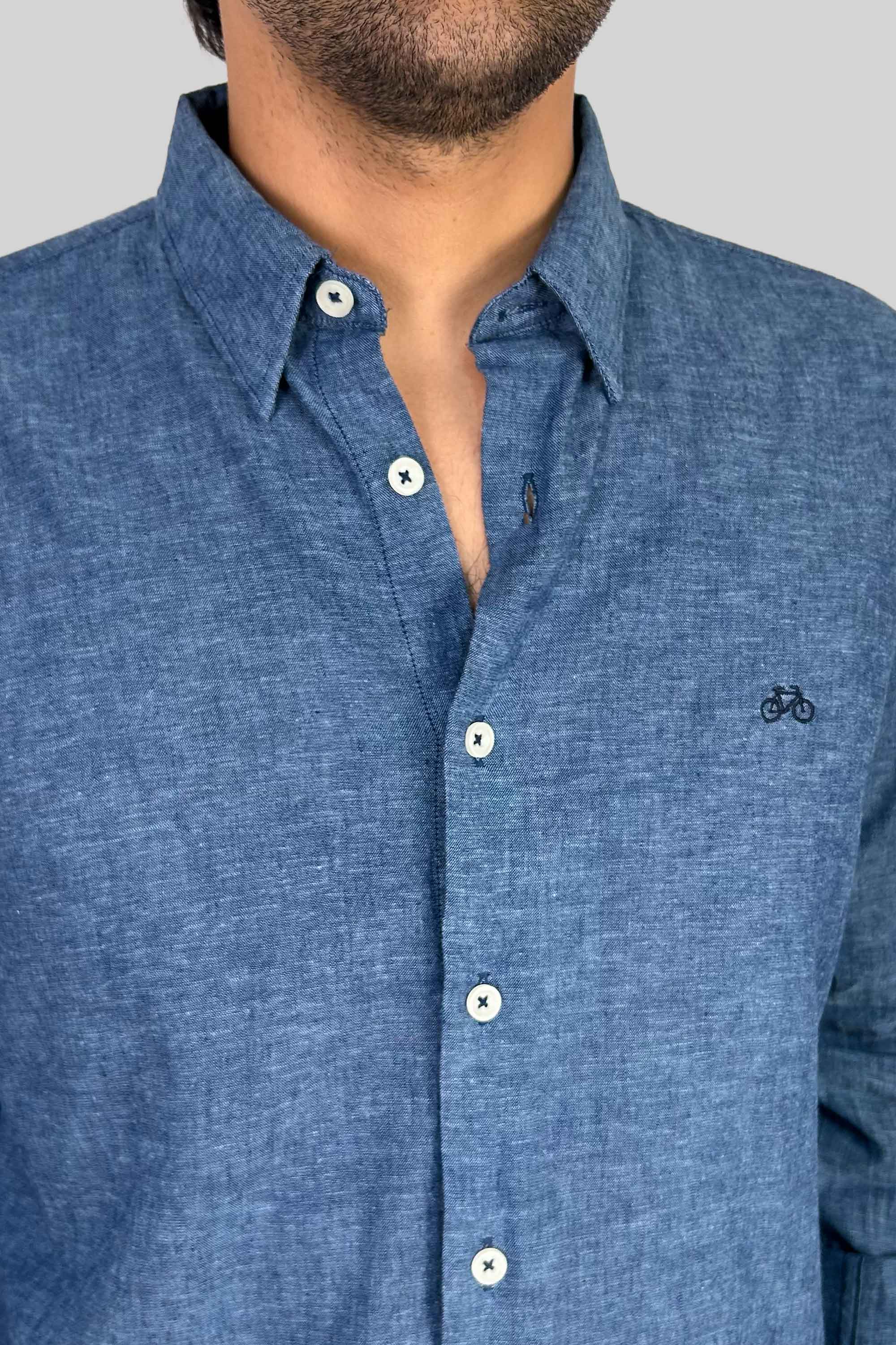 CAMISA LINO COBALTO