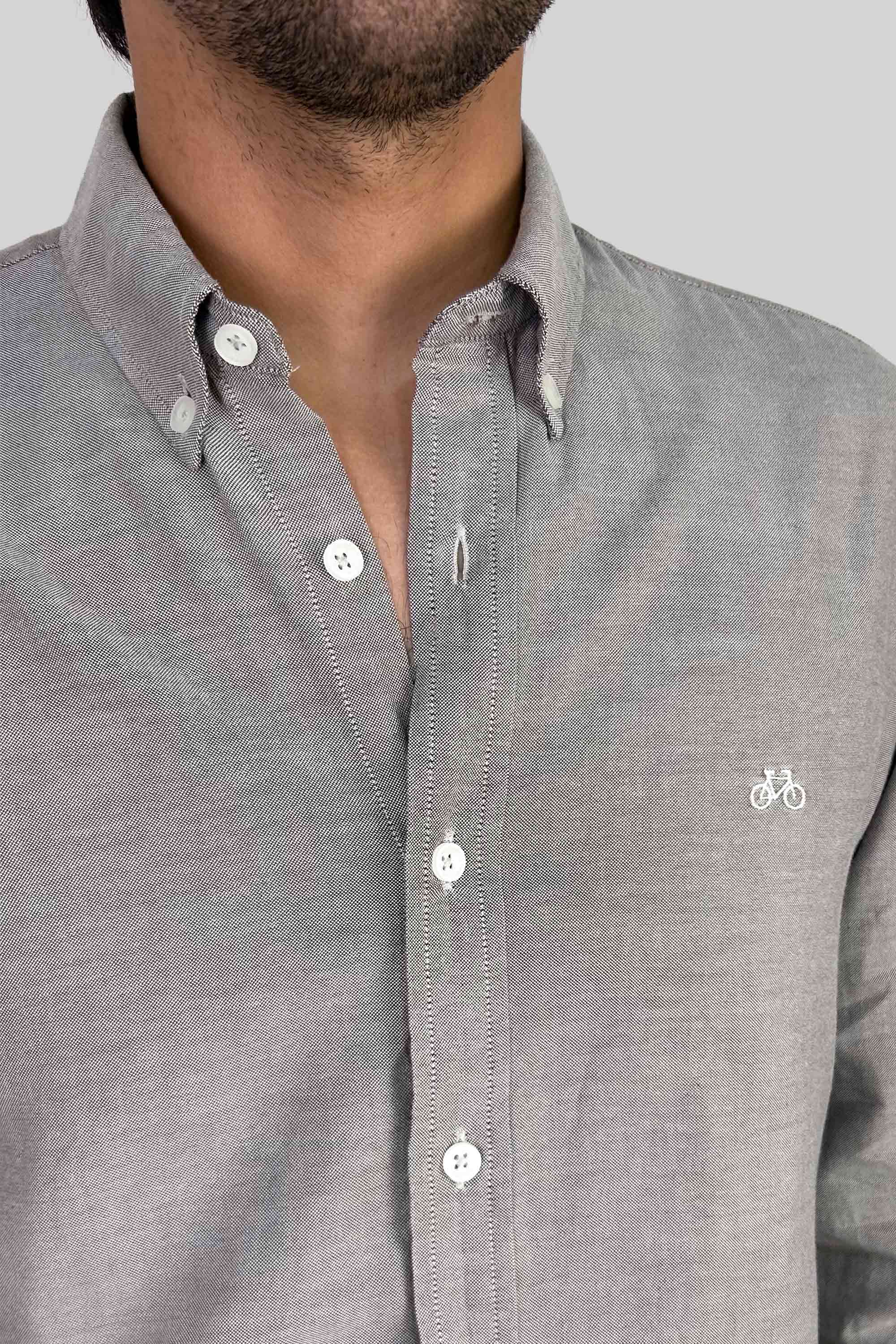 CAMISA OXFORD DOTTED BROWN