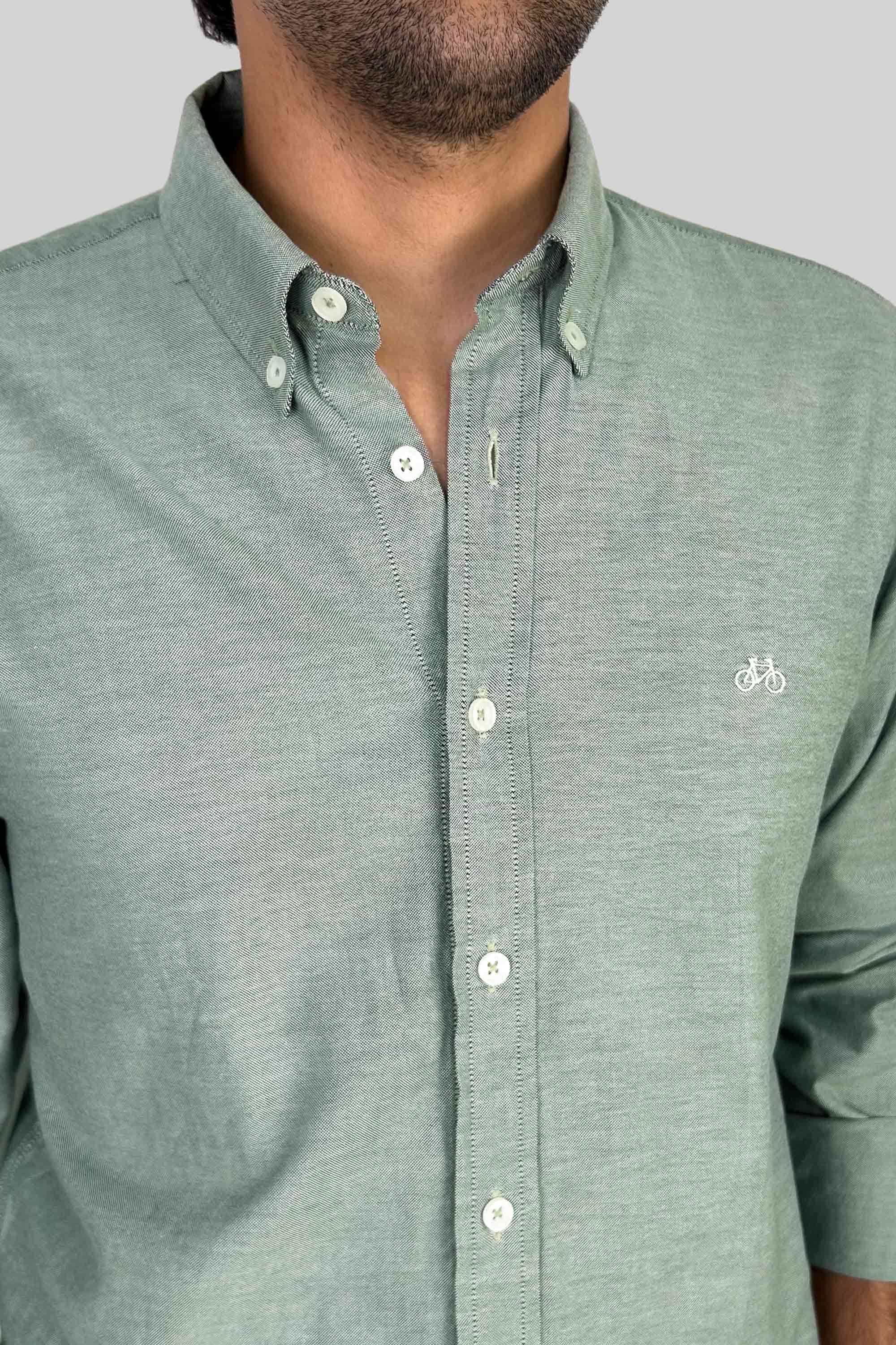 CAMISA OXFORD DOTTED GREEN