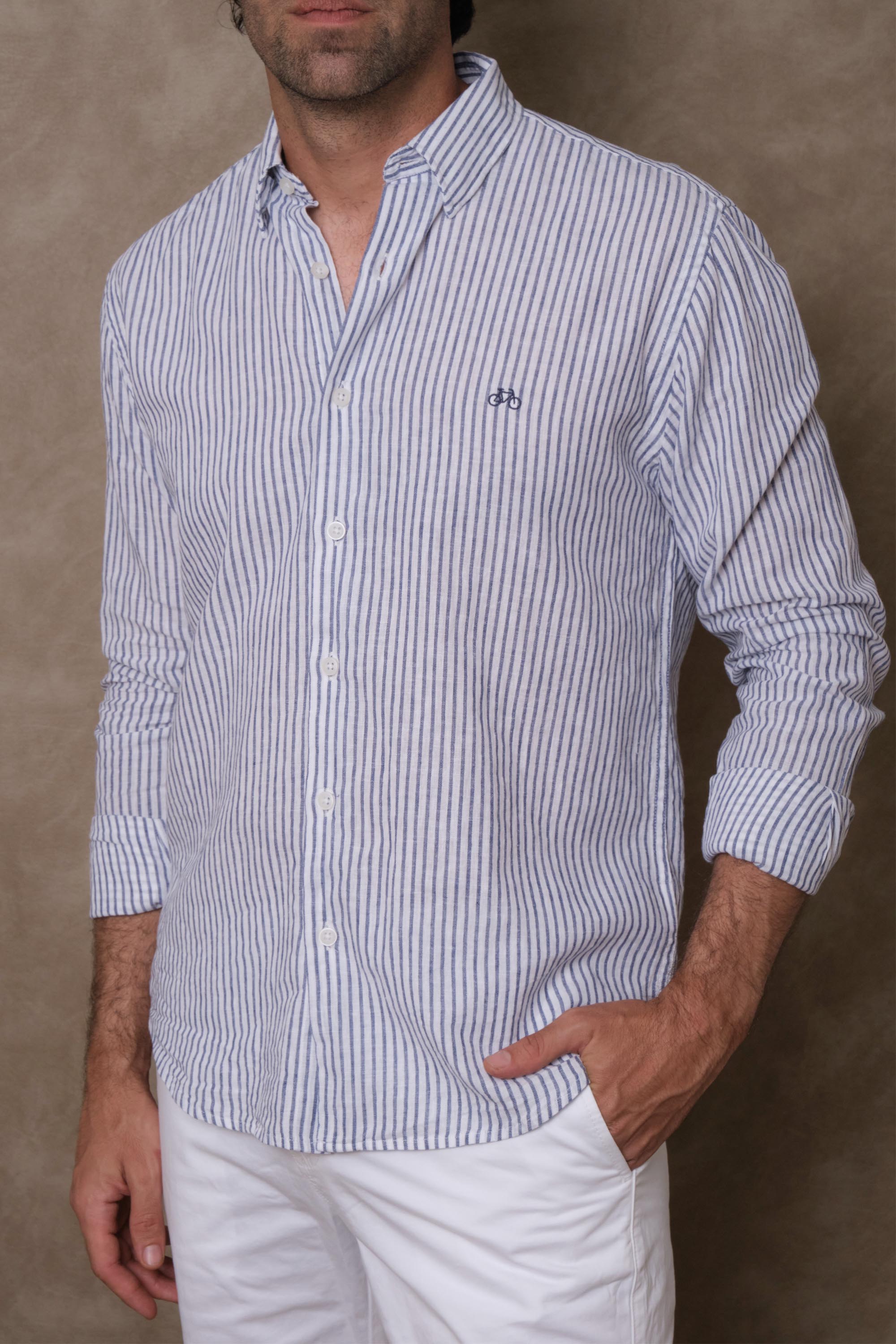 CAMISA LINO INDIGO LINES