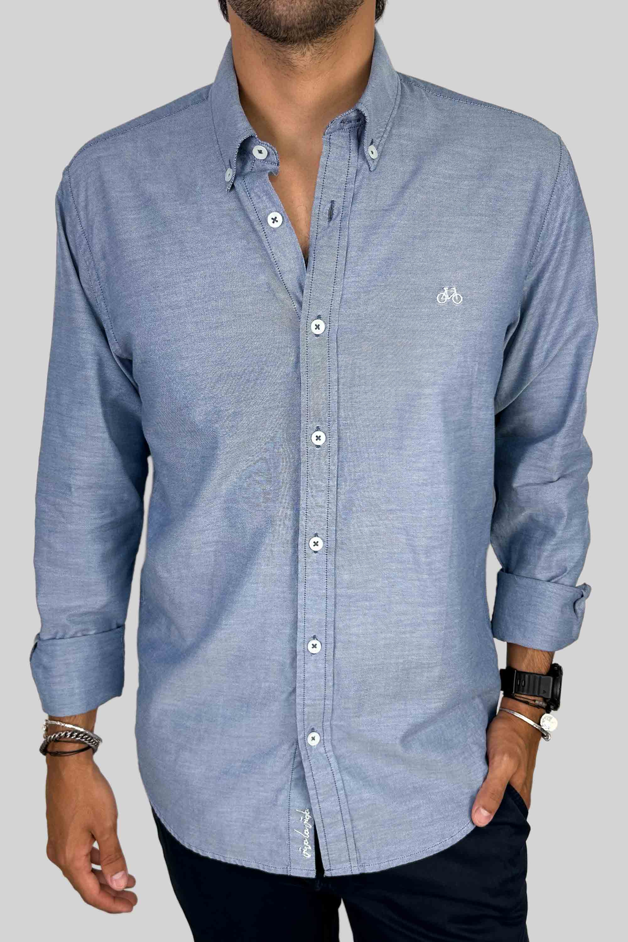 CAMISA OXFORD DOTTED BLUE