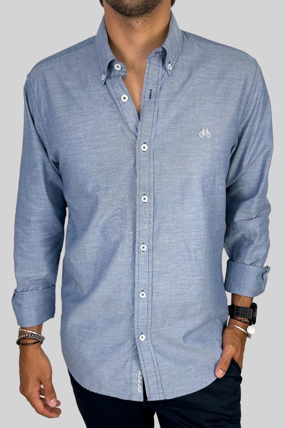 CAMISA OXFORD DOTTED BLUE