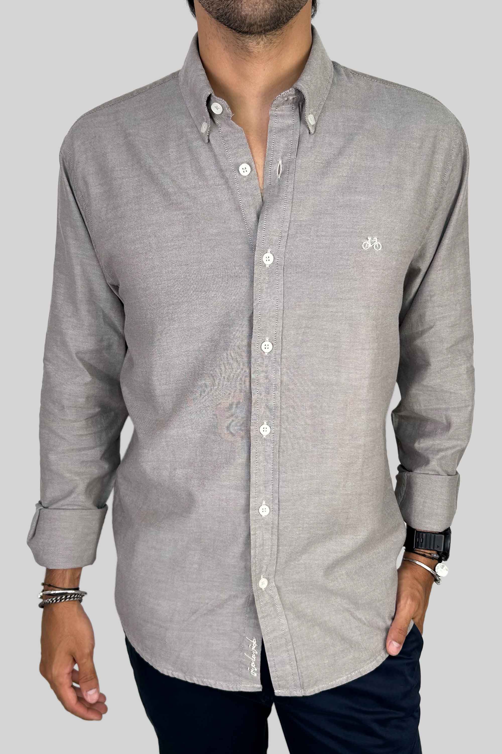 CAMISA OXFORD DOTTED BROWN