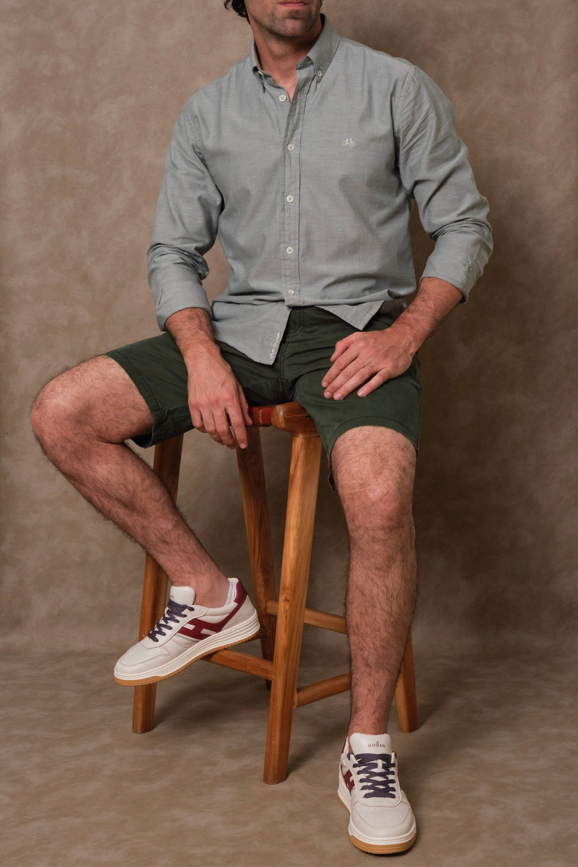 CAMISA OXFORD DOTTED GREEN