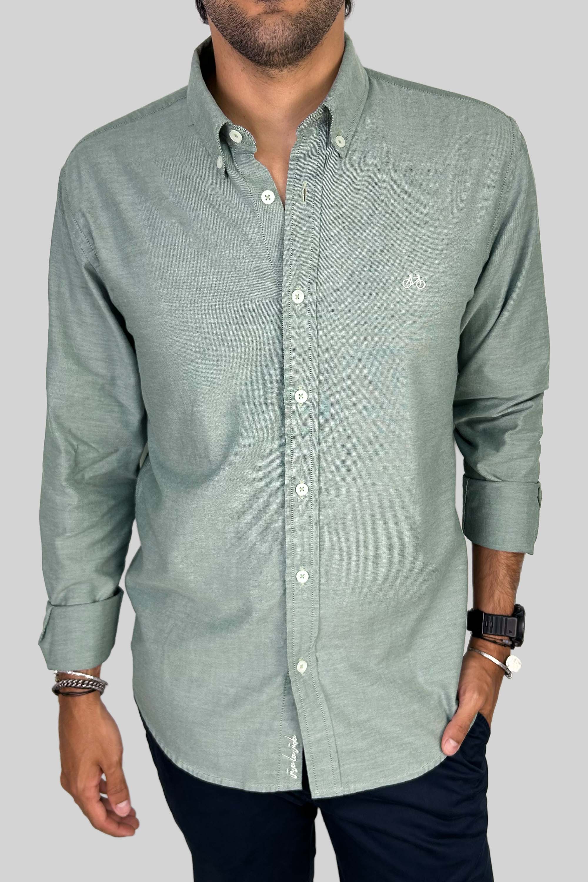 CAMISA OXFORD DOTTED GREEN