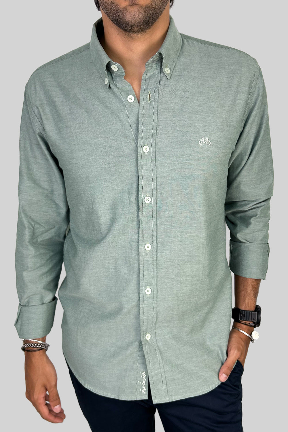CAMISA OXFORD DOTTED GREEN