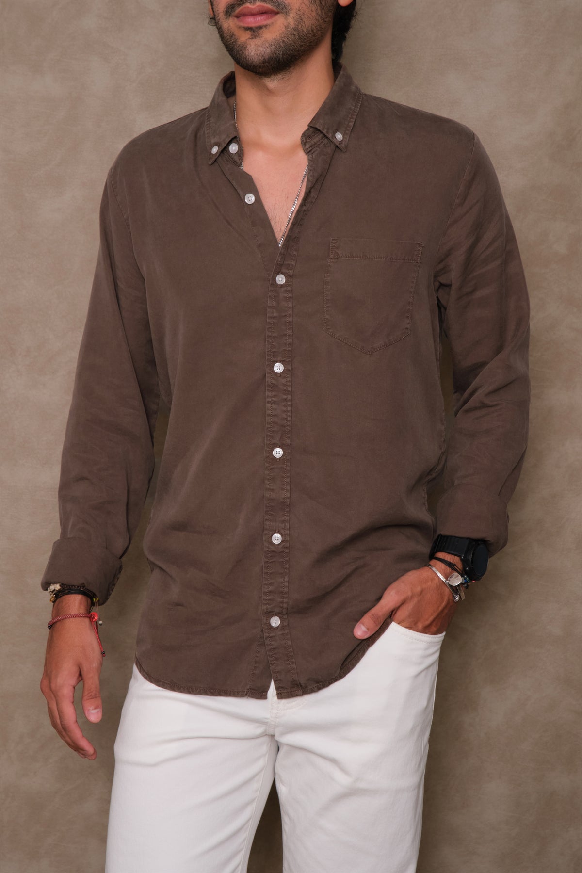 CAMISA LYOCELL CHOCOLATE