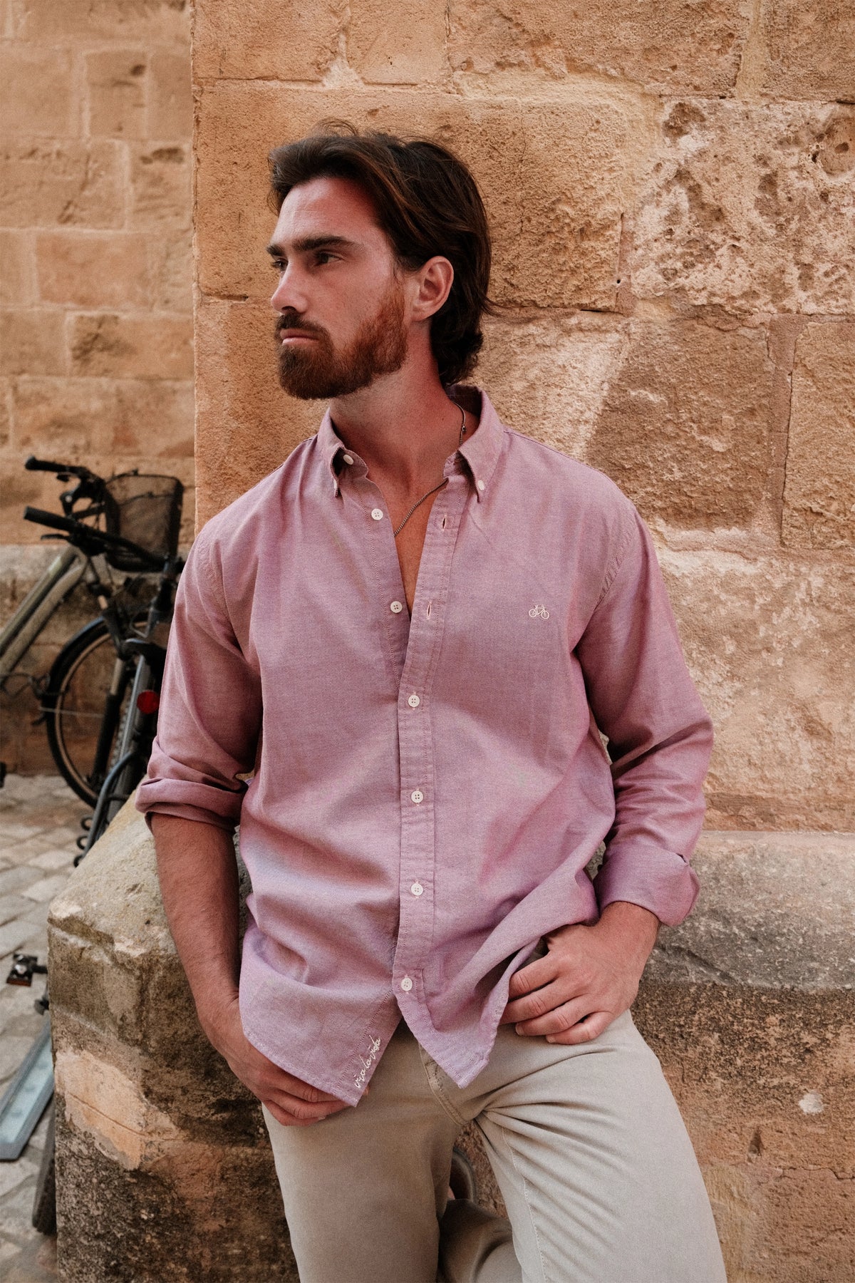 CAMISA OXFORD DOTTED RED