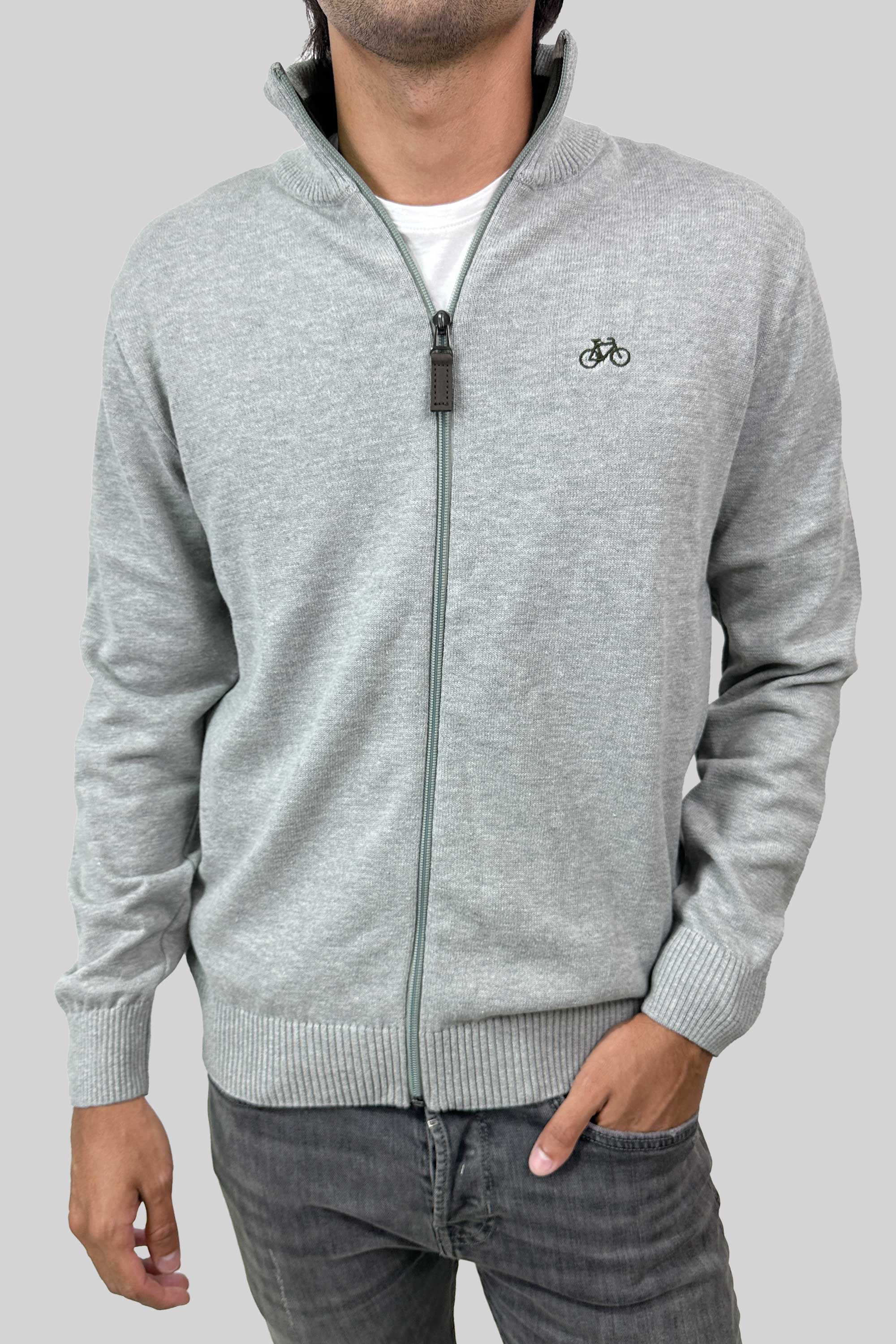 SACO FULL ZIP GRIS CLARO