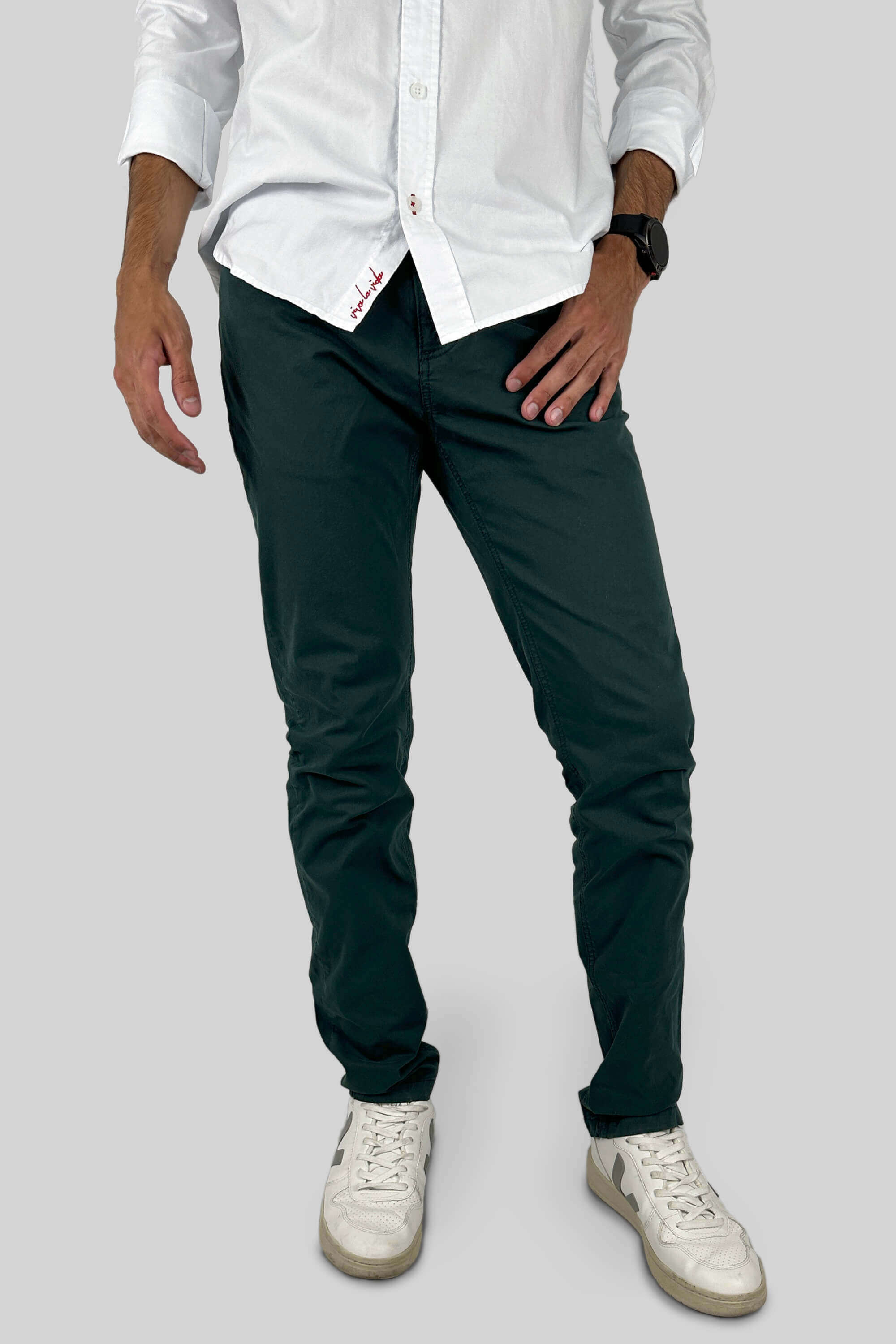 PANTALON 5 BOLSILLOS VERDE PETROLEO