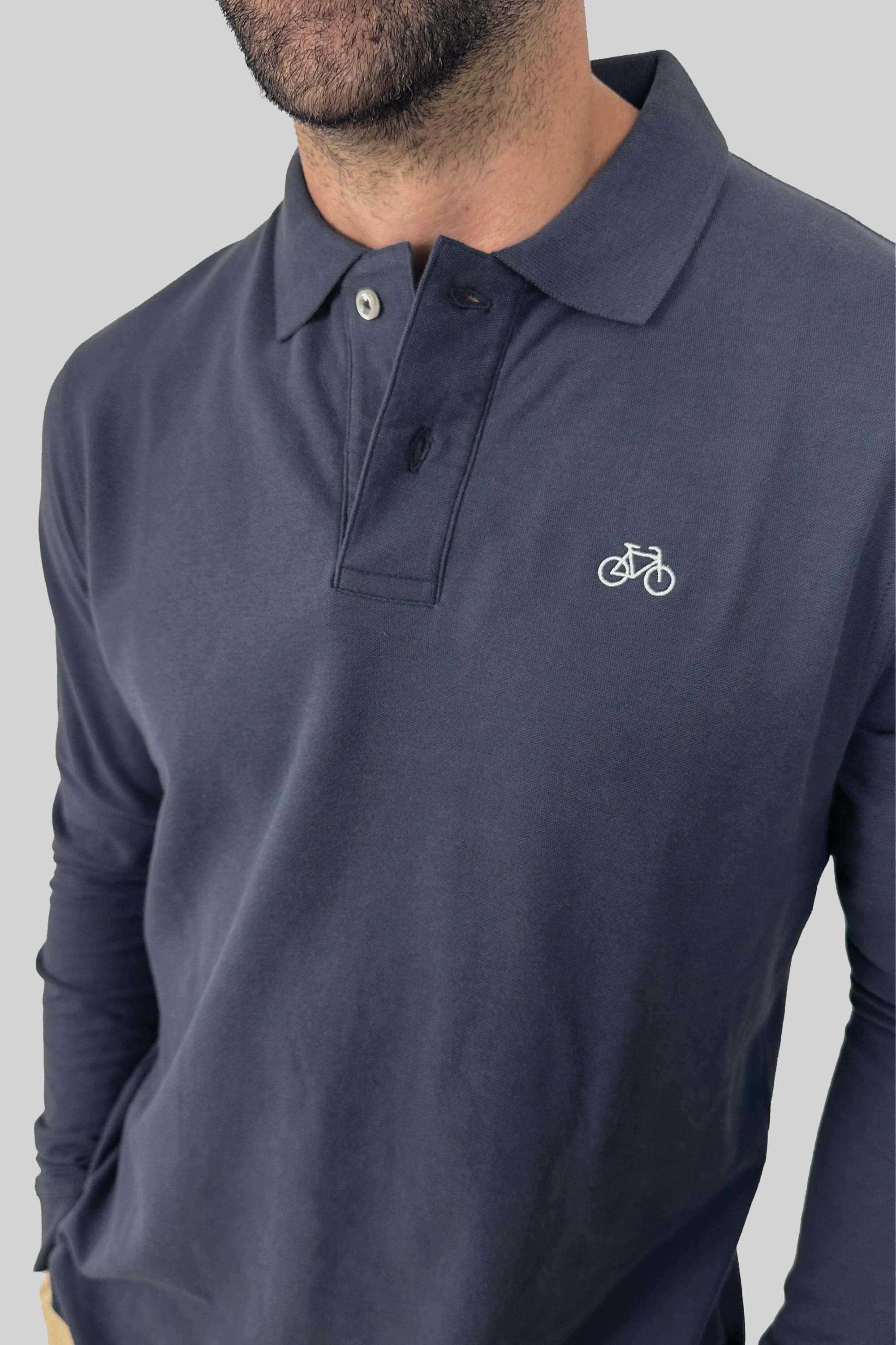 POLO MANGA LARGA PIZARRA