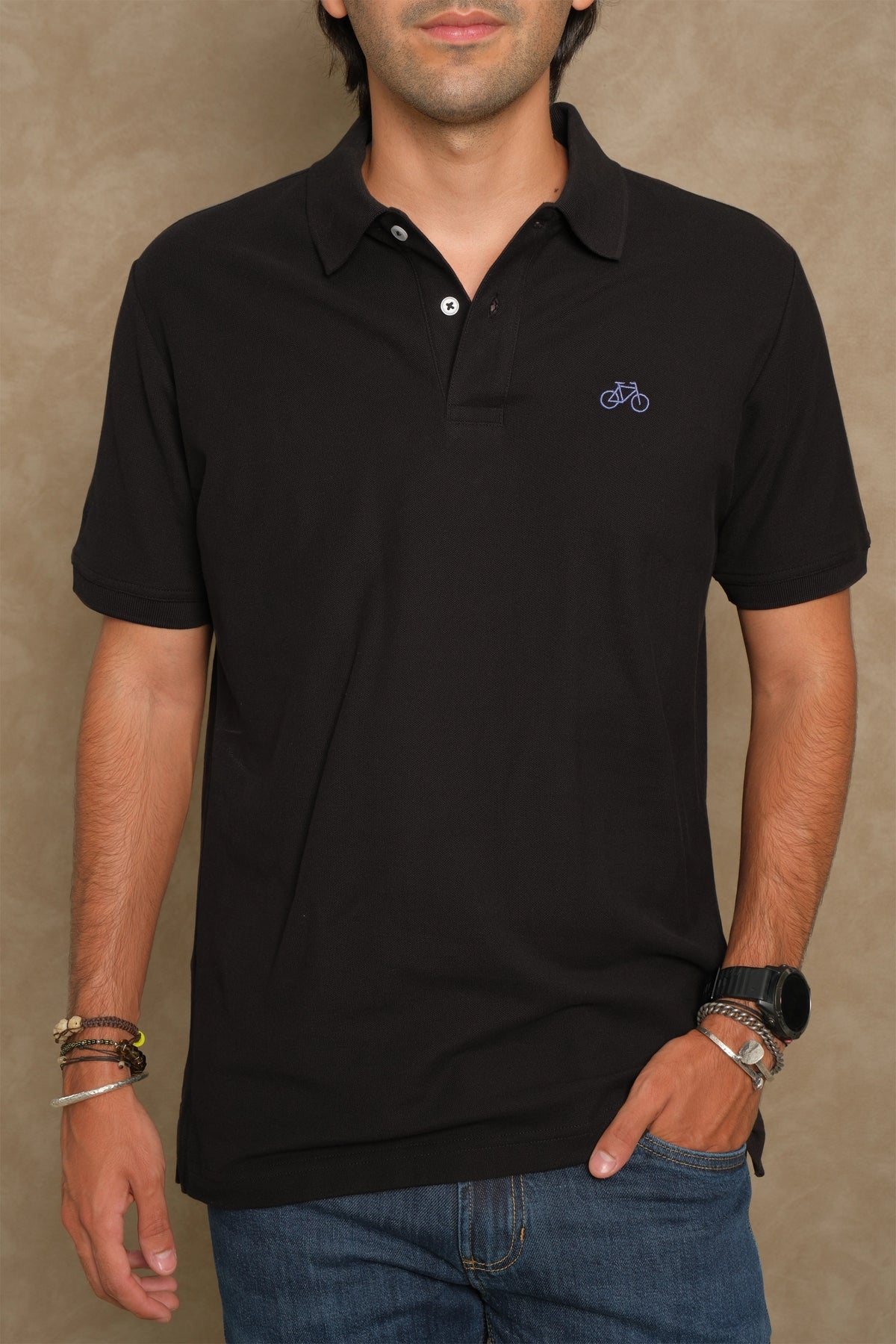 POLO MANGA CORTA NEGRO