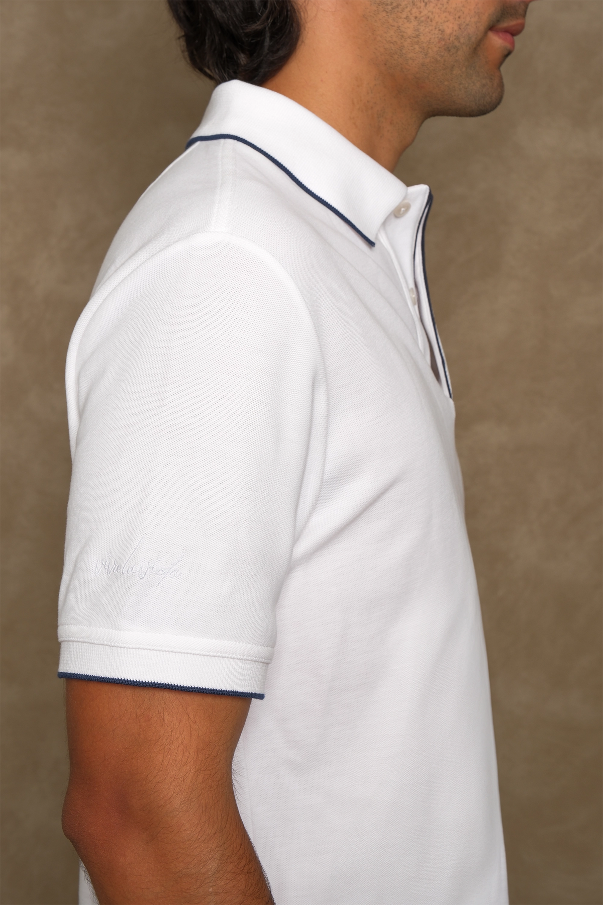 POLO RIB MANGA CORTA BLANCA