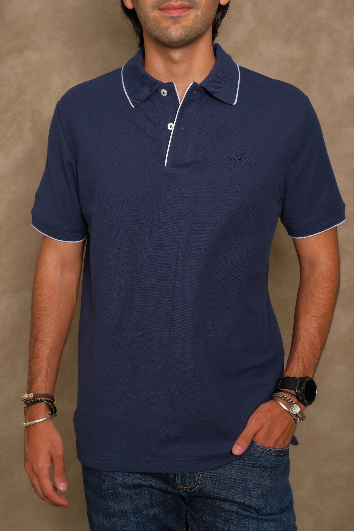 POLO RIB MANGA CORTA AZUL MARINO