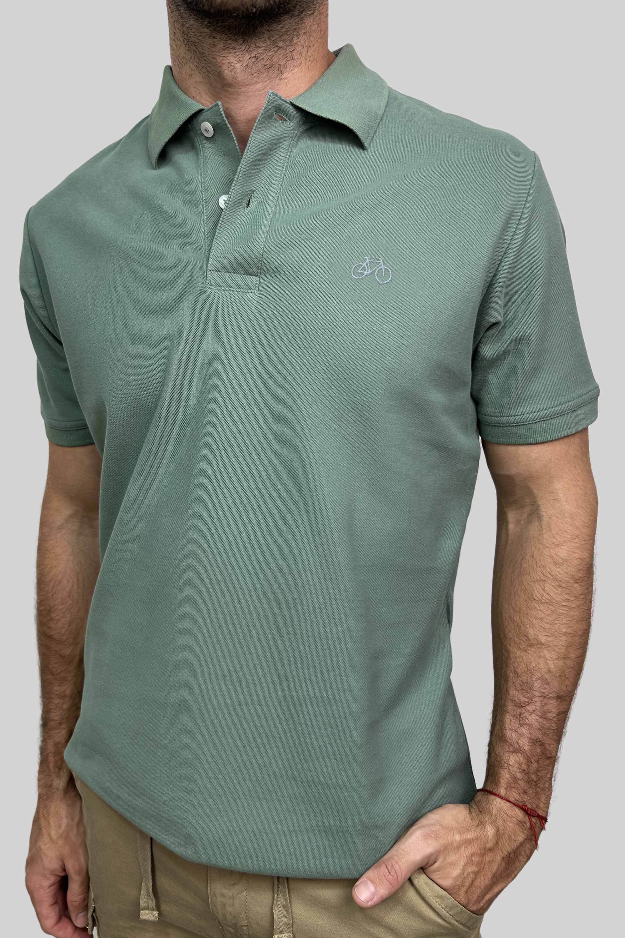 POLO MANGA CORTA VERDE CEMENTO