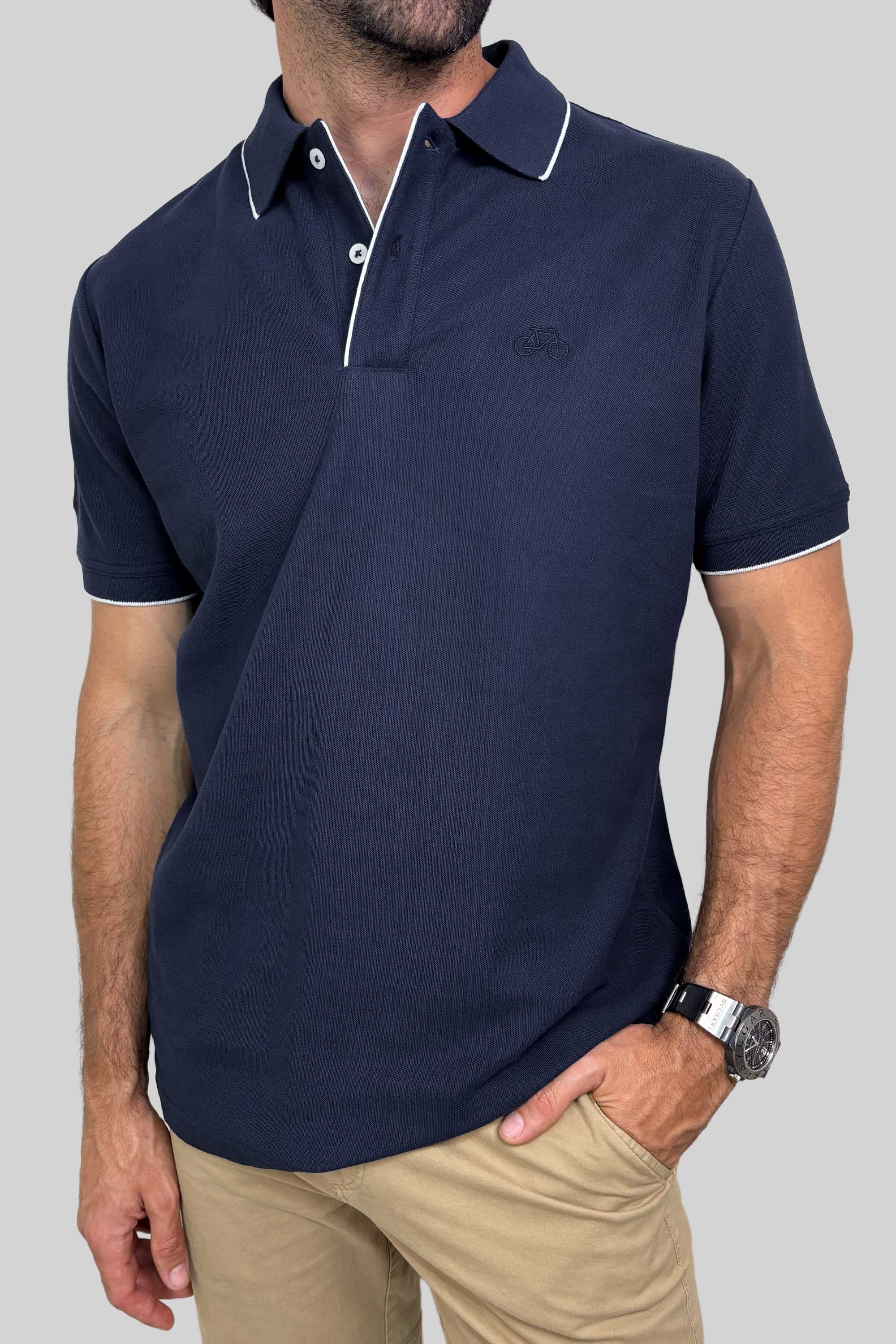 POLO RIB MANGA CORTA AZUL MARINO