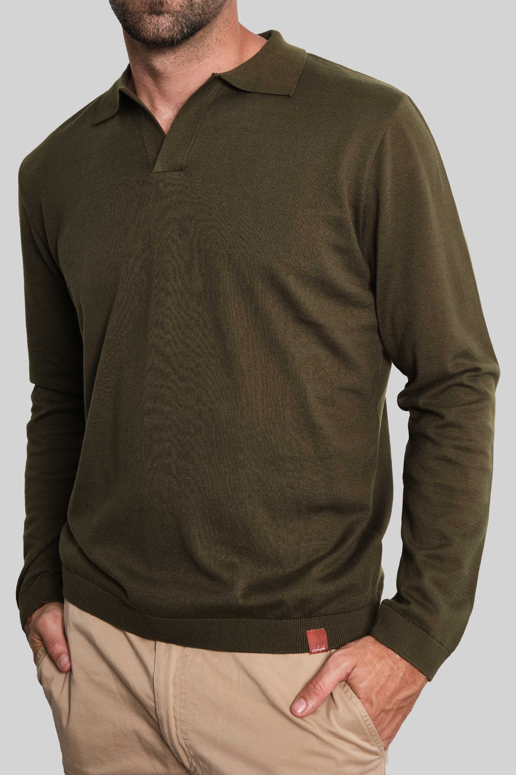 POLO TEJIDA MANGA LARGA MILITAR