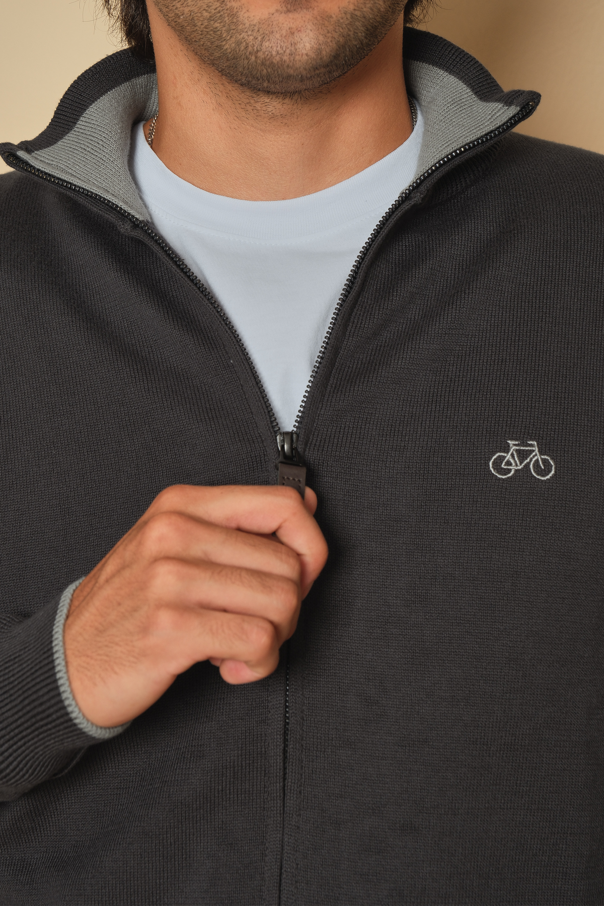 SACO FULL ZIP GRIS RATÓN