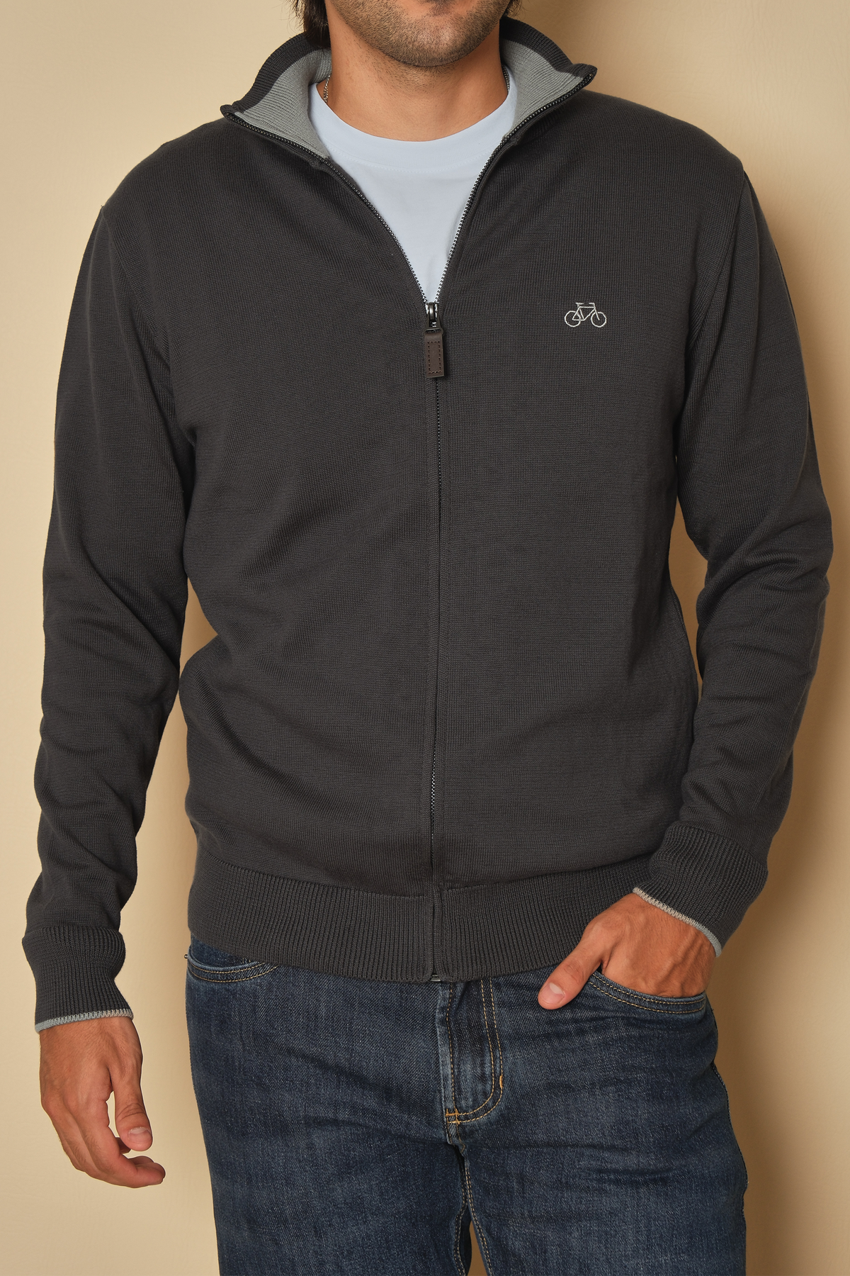 SACO FULL ZIP GRIS RATÓN