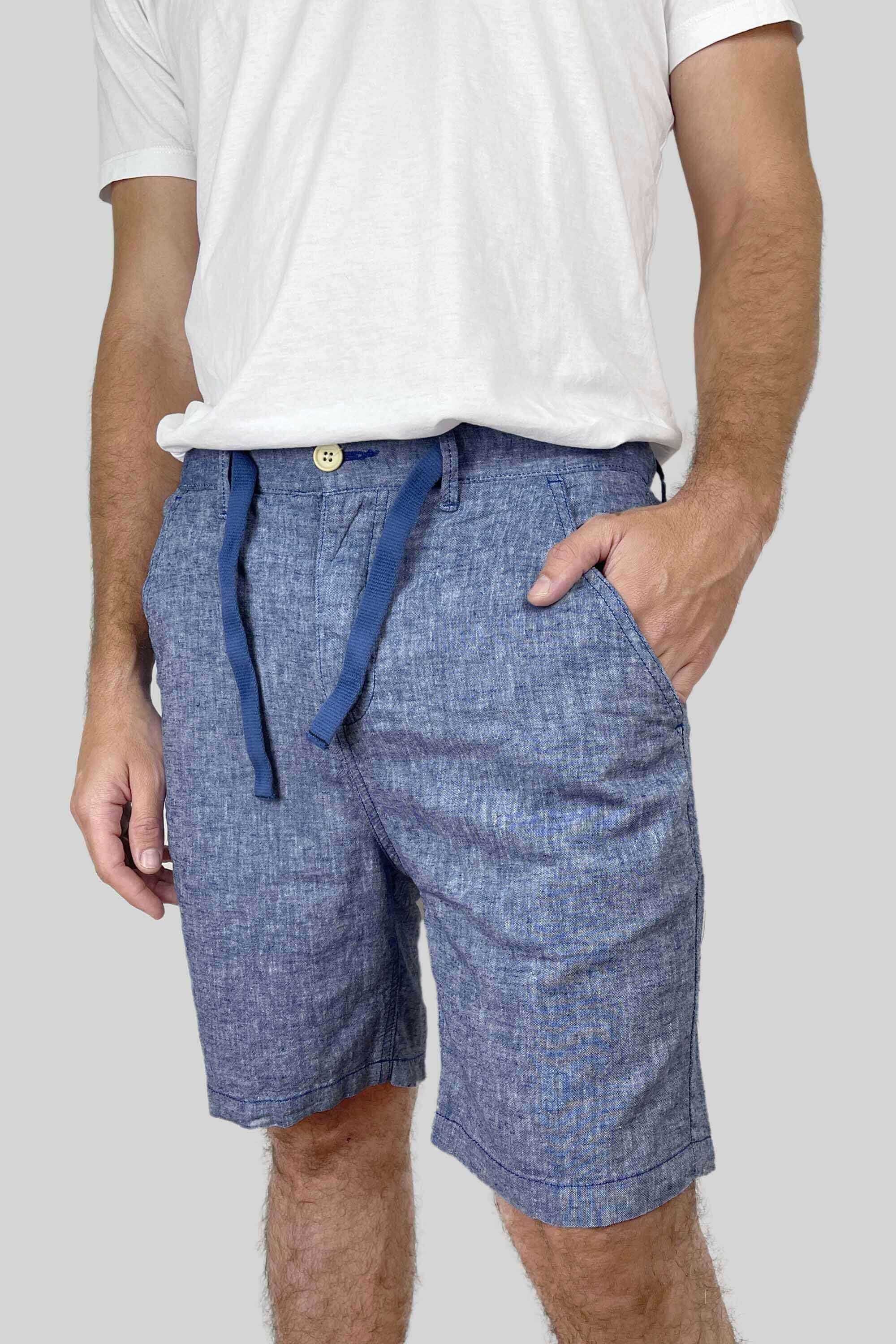 BERMUDA LINO AZUL CLARO