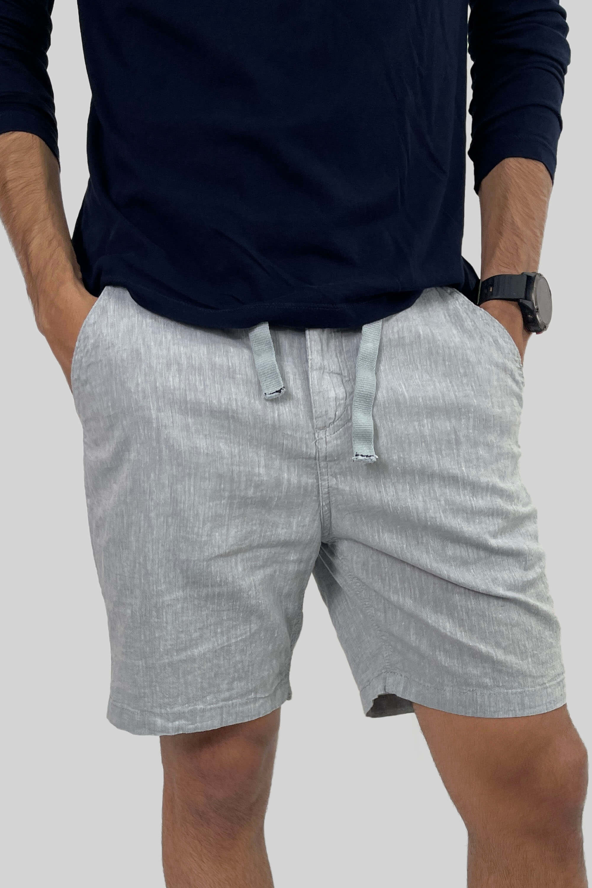 BERMUDA LINO GRIS MEDIO